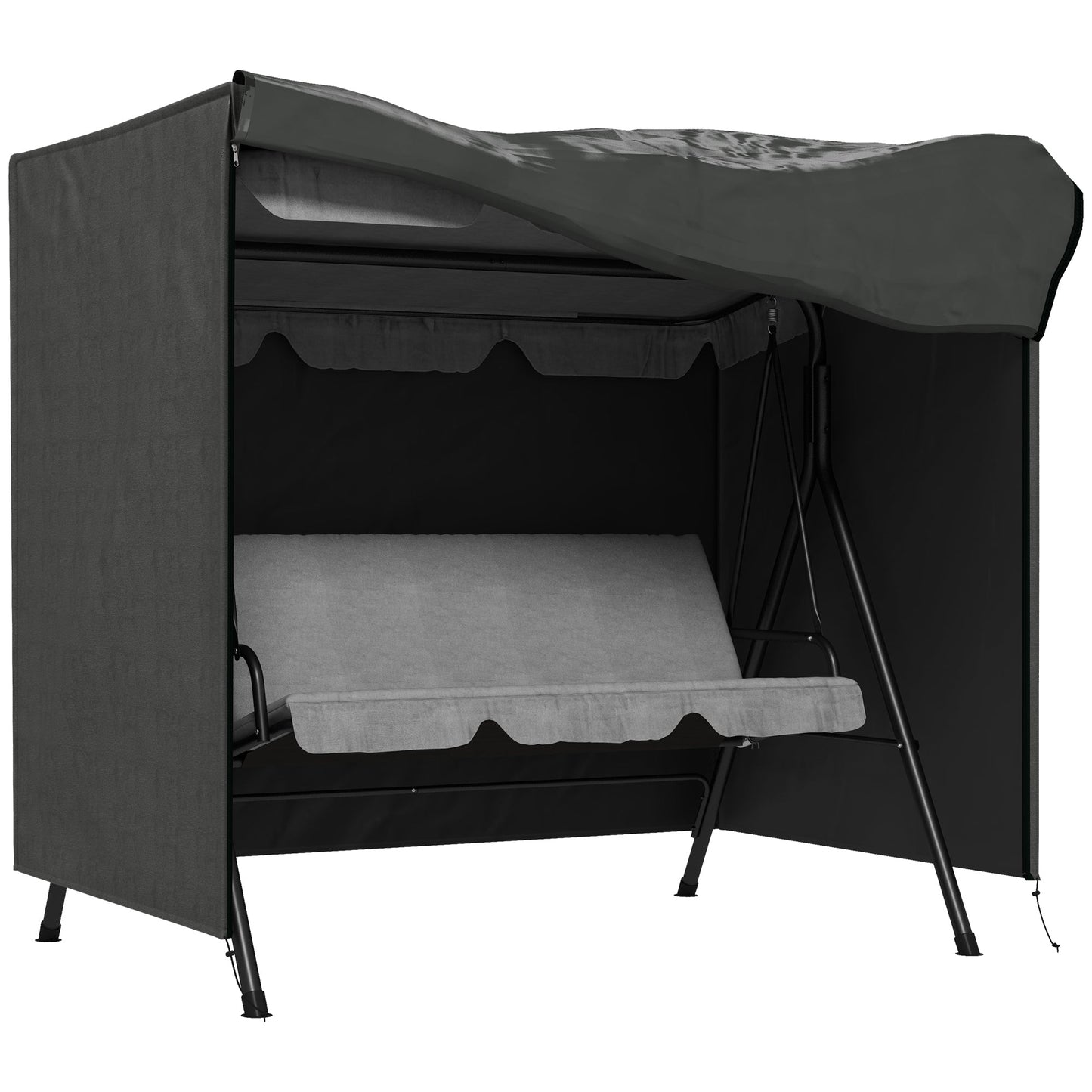 3 Seater 600D Oxford Patio Swing Chair Cover Outdoor Garden Furniture Rain Protection Protector Waterproof Anti-UV, 177 x 114 x 152cm, Dark Grey