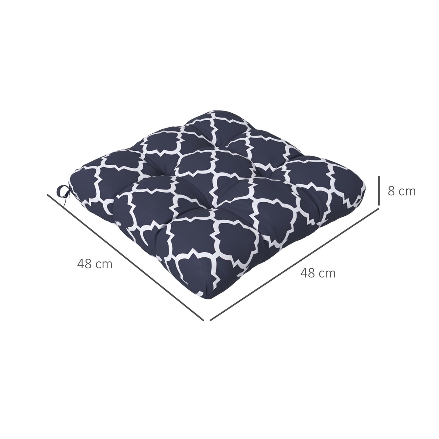 Set of 4 Outdoor Seat Cushions with Ties, Water Repellent Seat Pads for Dining Chair, Swing, Sofa, 48 x 48 x 10 cm, Blue