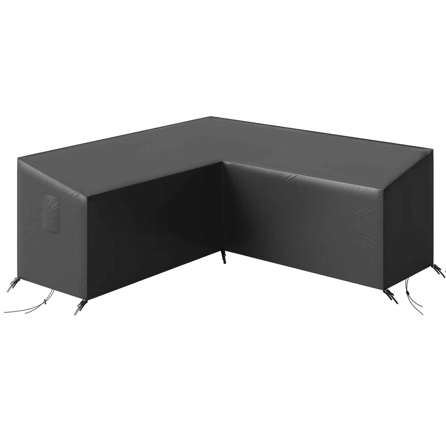 V-Shaped Garden Furniture Cover, Waterproof Outdoor rattan corner sofa cover with Air Vent, Heavy Duty 420D Oxford Fabric, Windproof, 216 x 216 cm, Black