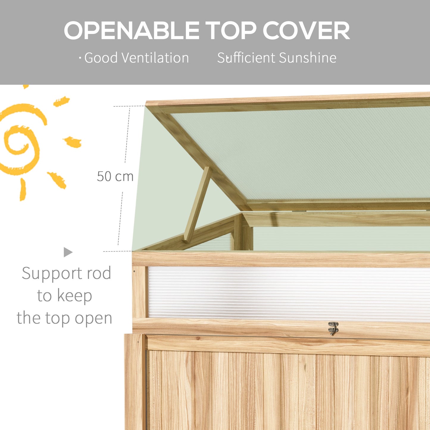 Raised Garden Bed 2-IN-1 Wood Cold Frame Greenhouse with Elevated Garden Box, Openable Top for Flowers, Vegetables, Plants, Natural