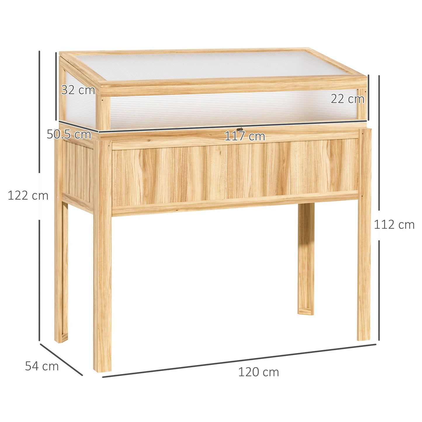 Raised Garden Bed 2-IN-1 Wood Cold Frame Greenhouse with Elevated Garden Box, Openable Top for Flowers, Vegetables, Plants, Natural