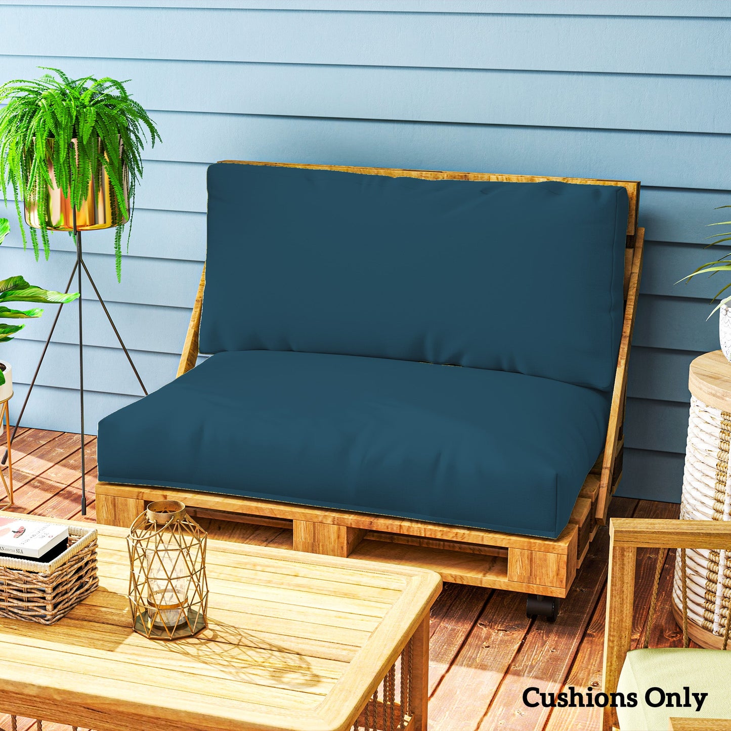 2 Seater Pallet Furniture Cushions Pallet Cushions, UPF20+ 220gsm Fabric, 20 cm Thick Outdoor Seat Pads, Navy Blue