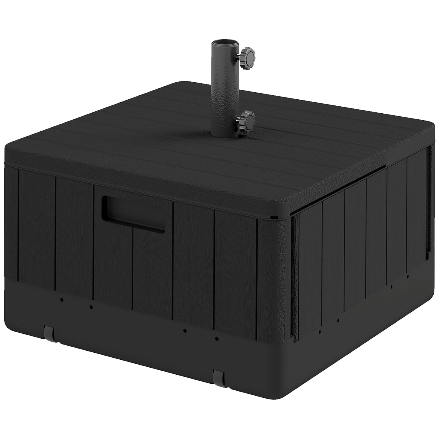 Garden Parasol Base Outdoor Umbrella Stand with Wheels Handles, Garden Umbrella Base, Filled Up to 80kg with Stand or 50kg with Water for 38, 48 mm Poles, Black