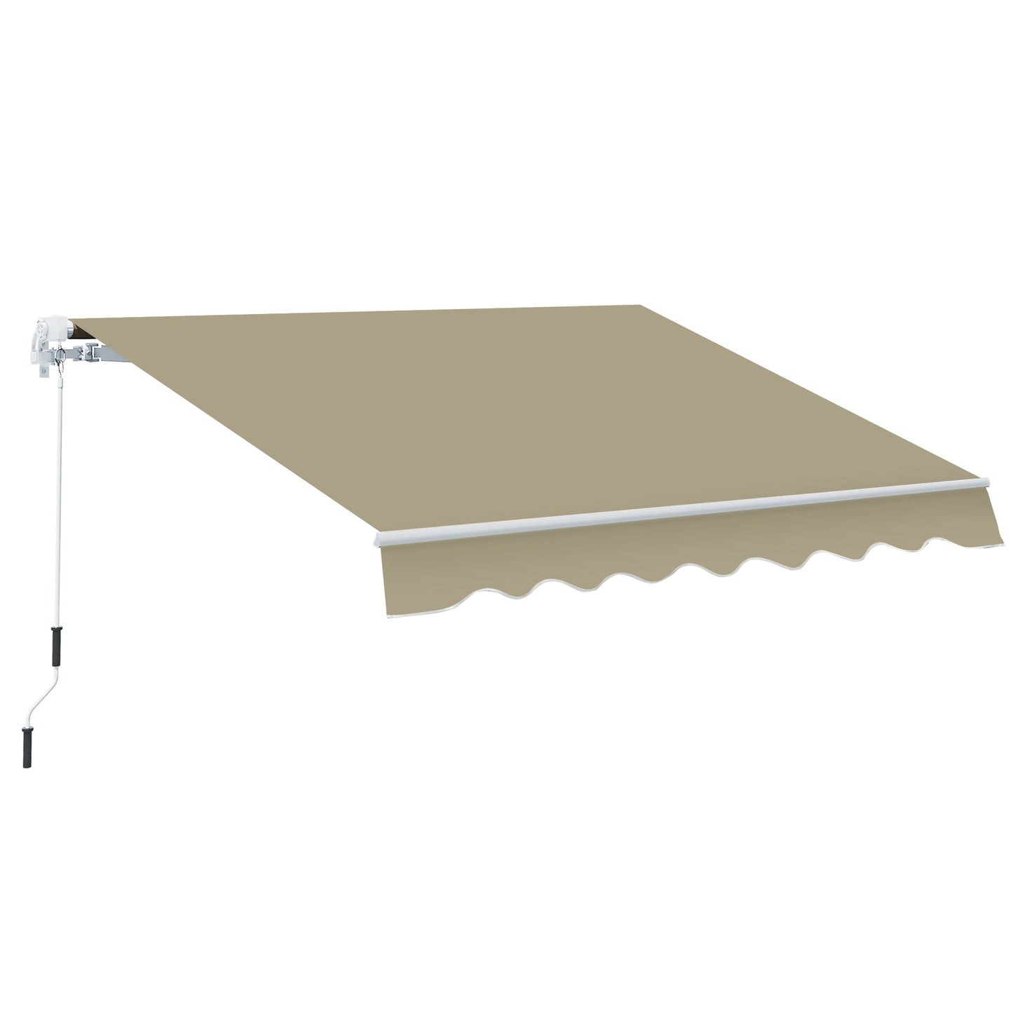 2.5m x 2m Garden Patio Manual Awning Canopy Sun Shade Shelter Retractable with Winding Handle Khaki