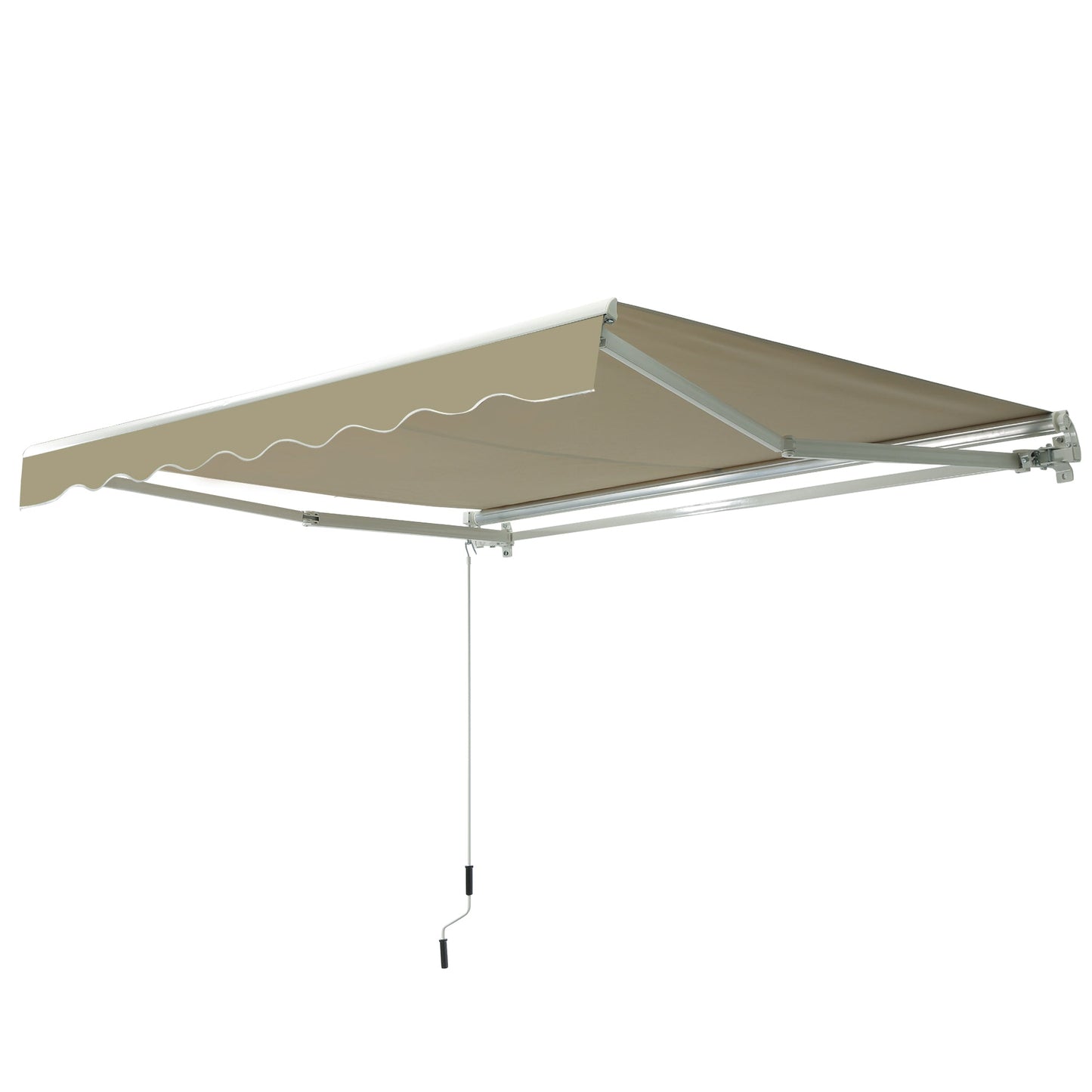 2.5m x 2m Garden Patio Manual Awning Canopy Sun Shade Shelter Retractable with Winding Handle Khaki