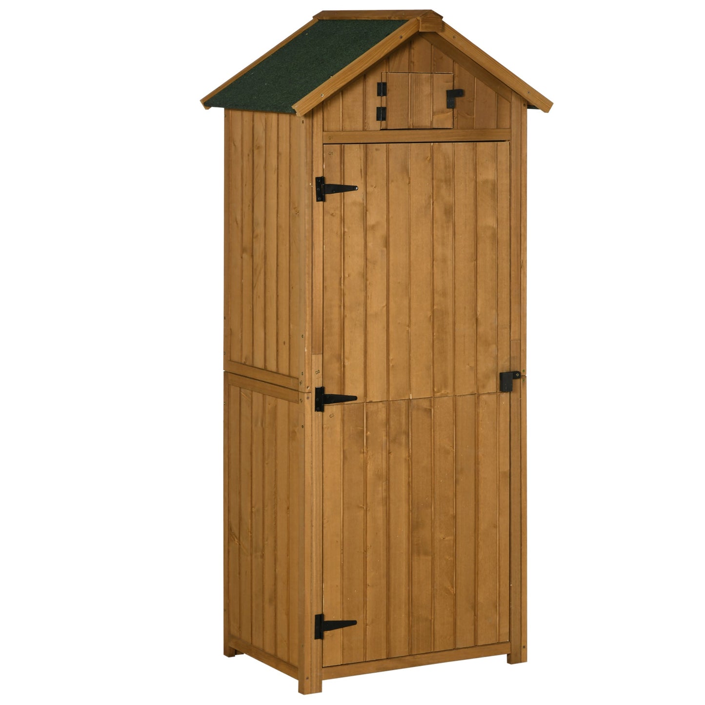Garden Shed Vertical Utility 3 Shelves Shed Wood Outdoor Garden Tool Storage Unit Storage Cabinet, 77 x 54.2 x 179cm - Brown