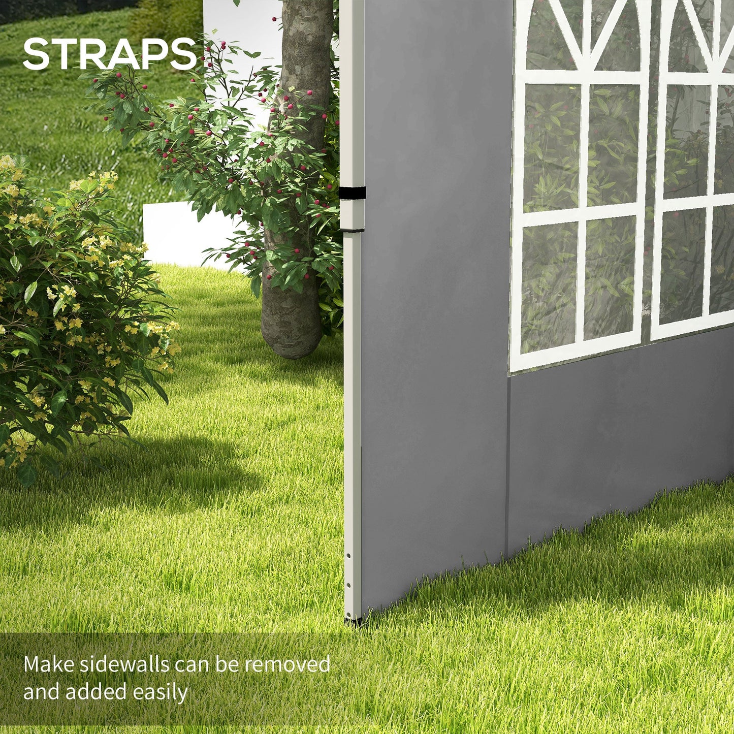 Gazebo Side Panels with Window for 3x3(m) or 3x4m Pop Up Gazebo, 2 Pack Sides Replacement, Grey
