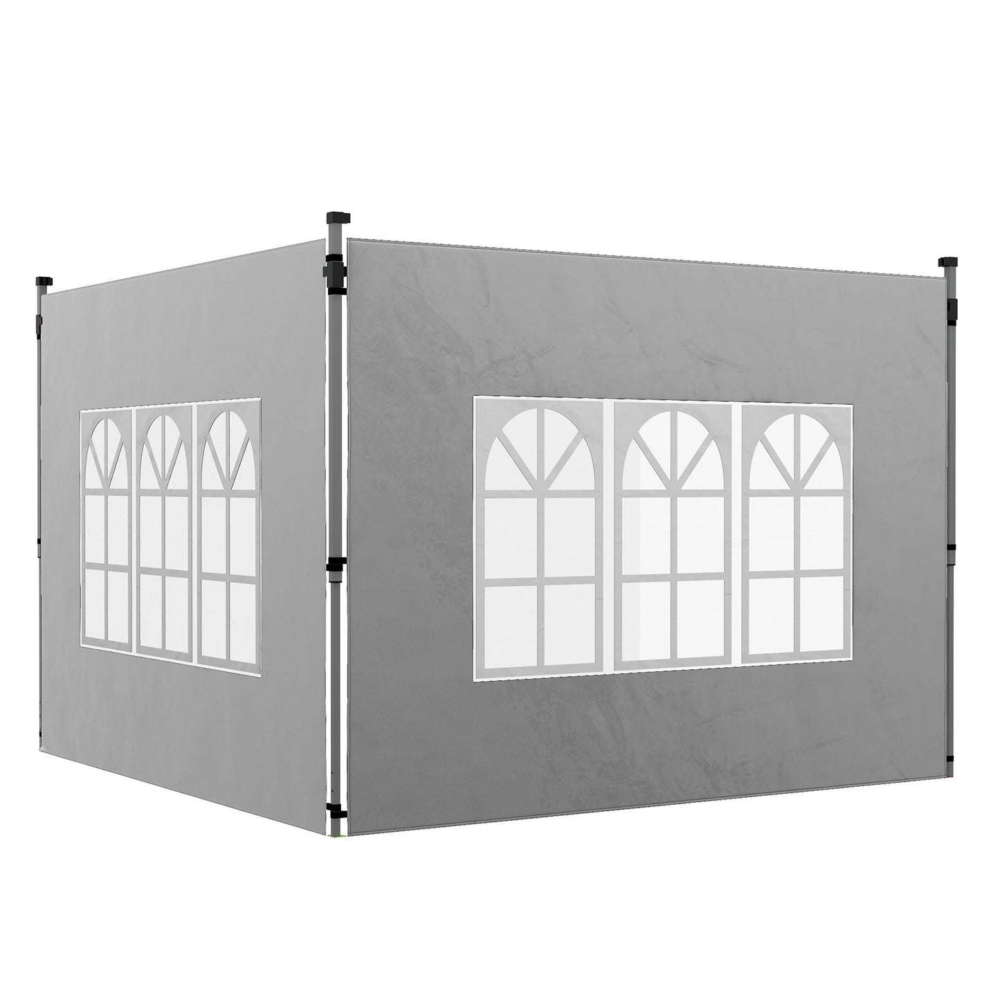 Gazebo Side Panels with Window for 3x3(m) or 3x4m Pop Up Gazebo, 2 Pack Sides Replacement, Grey