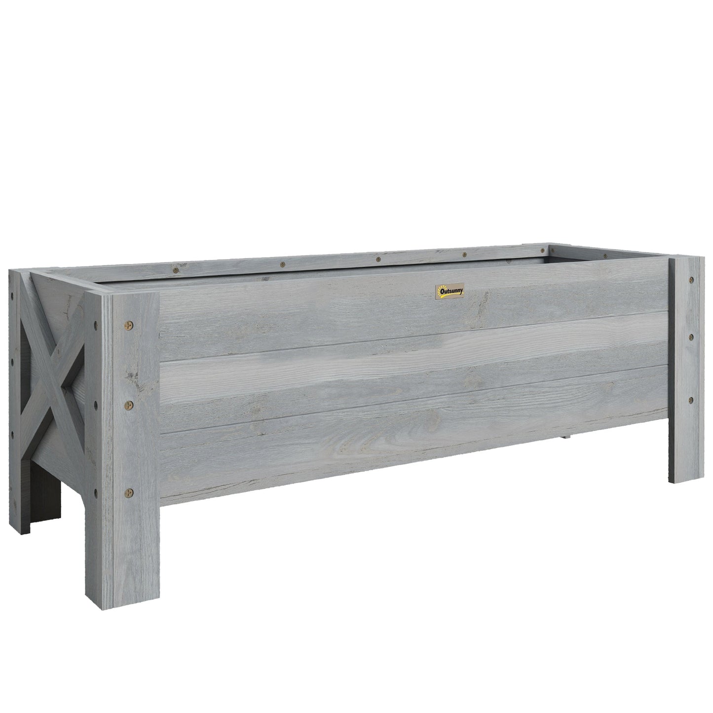 58L Garden Raised Bed Planter Grow Containers for Outdoor Patio Plant Flower Vegetable Pot Fir Wood, 100 x 36.5 x 36 cm, Grey