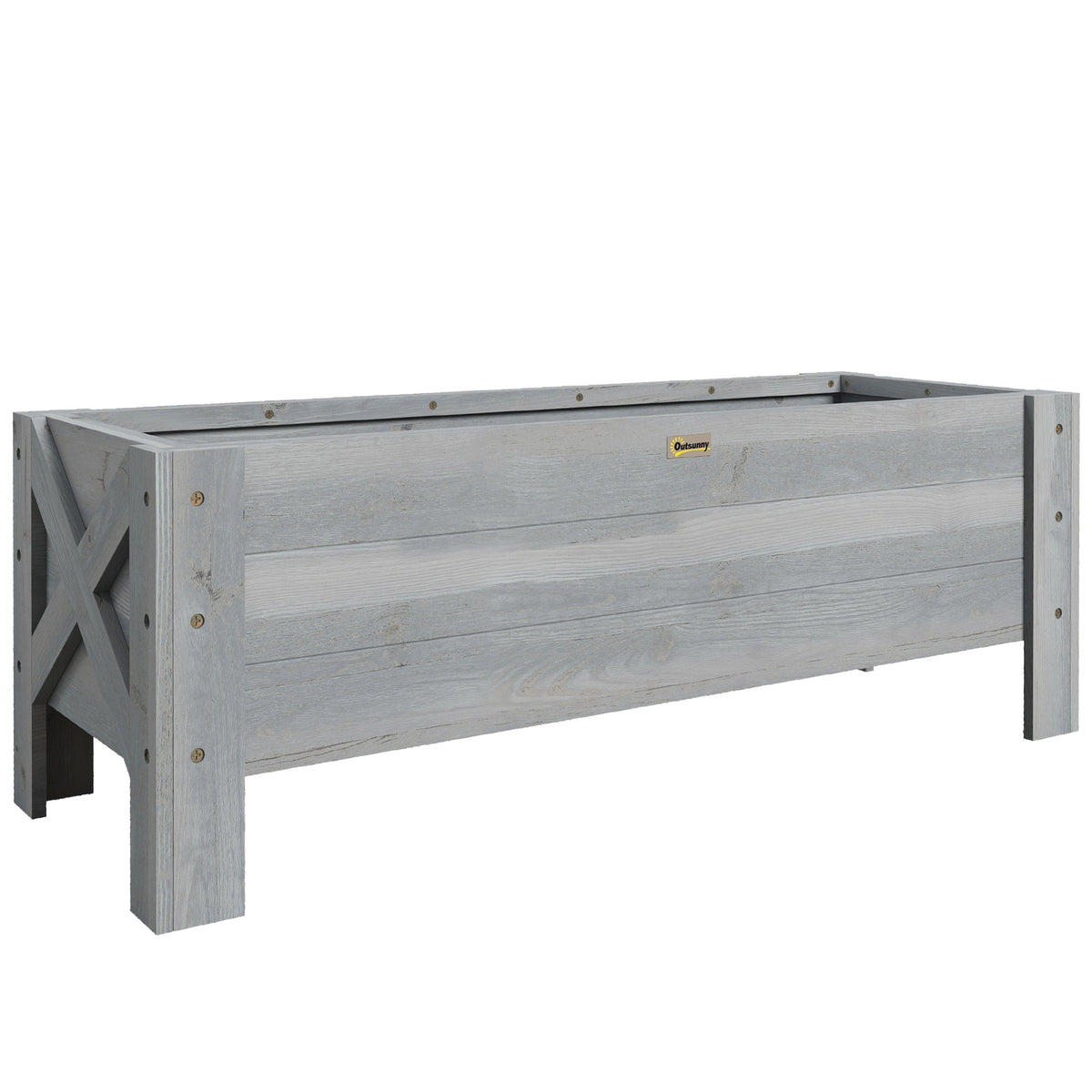 58L Garden Raised Bed Planter Grow Containers for Outdoor Patio Plant Flower Vegetable Pot Fir Wood, 100 x 36.5 x 36 cm, Grey