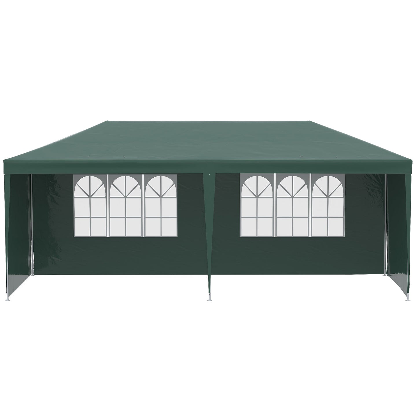6 x 3 m Party Tent Gazebo Marquee Outdoor Patio Canopy Shelter with Windows and Side Panels Green