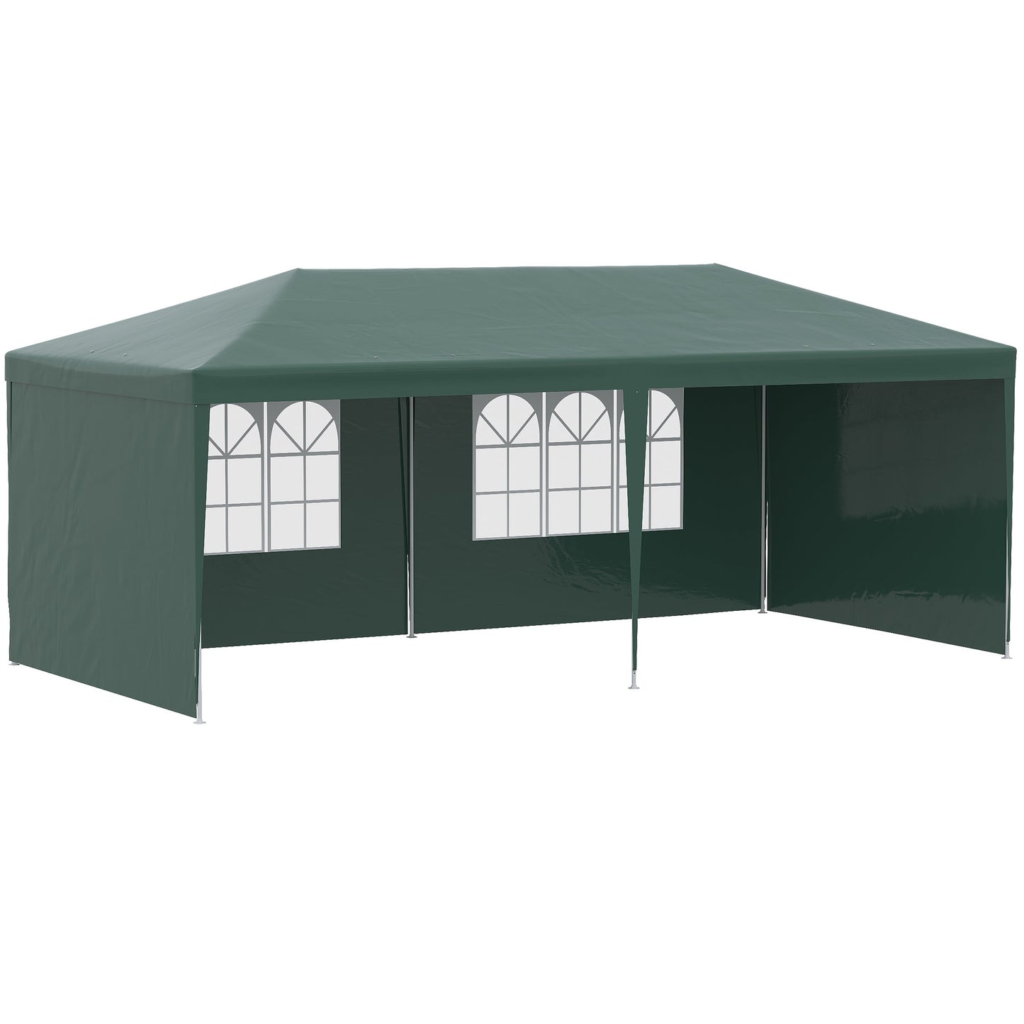 6 x 3 m Party Tent Gazebo Marquee Outdoor Patio Canopy Shelter with Windows and Side Panels Green