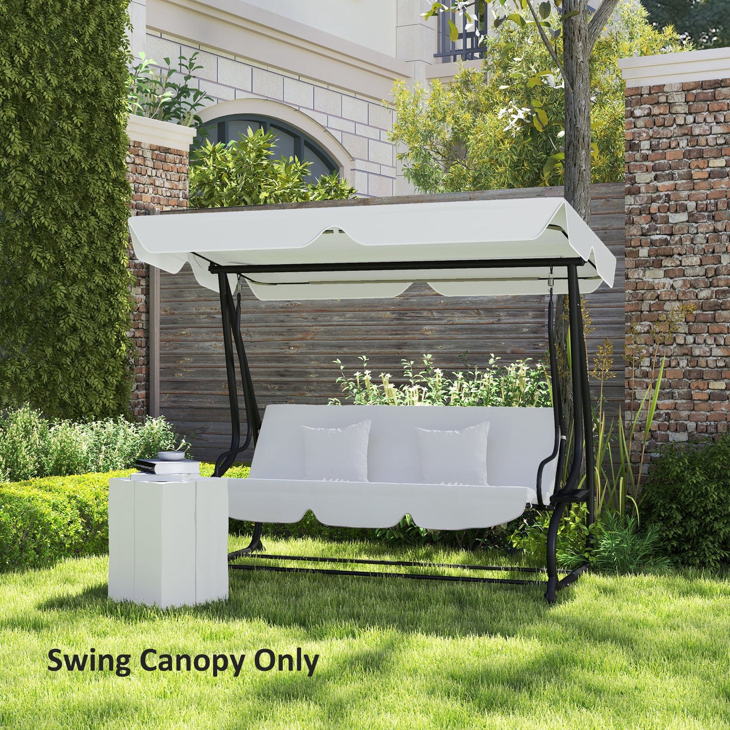 Garden Swing Canopy Replacement 3 Seater, Waterproof Garden Swing Seat Canopy Cover, Windproof Anti-UV Sun Shade (Canopy Only) for Patio, Balcony, Light Grey