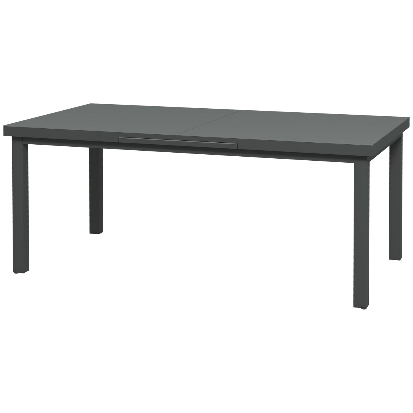 Extending Garden Table, Rectangle Outdoor Dining Table for 6-8, Aluminium Frame, for Lawn Balcony - Charcoal Grey