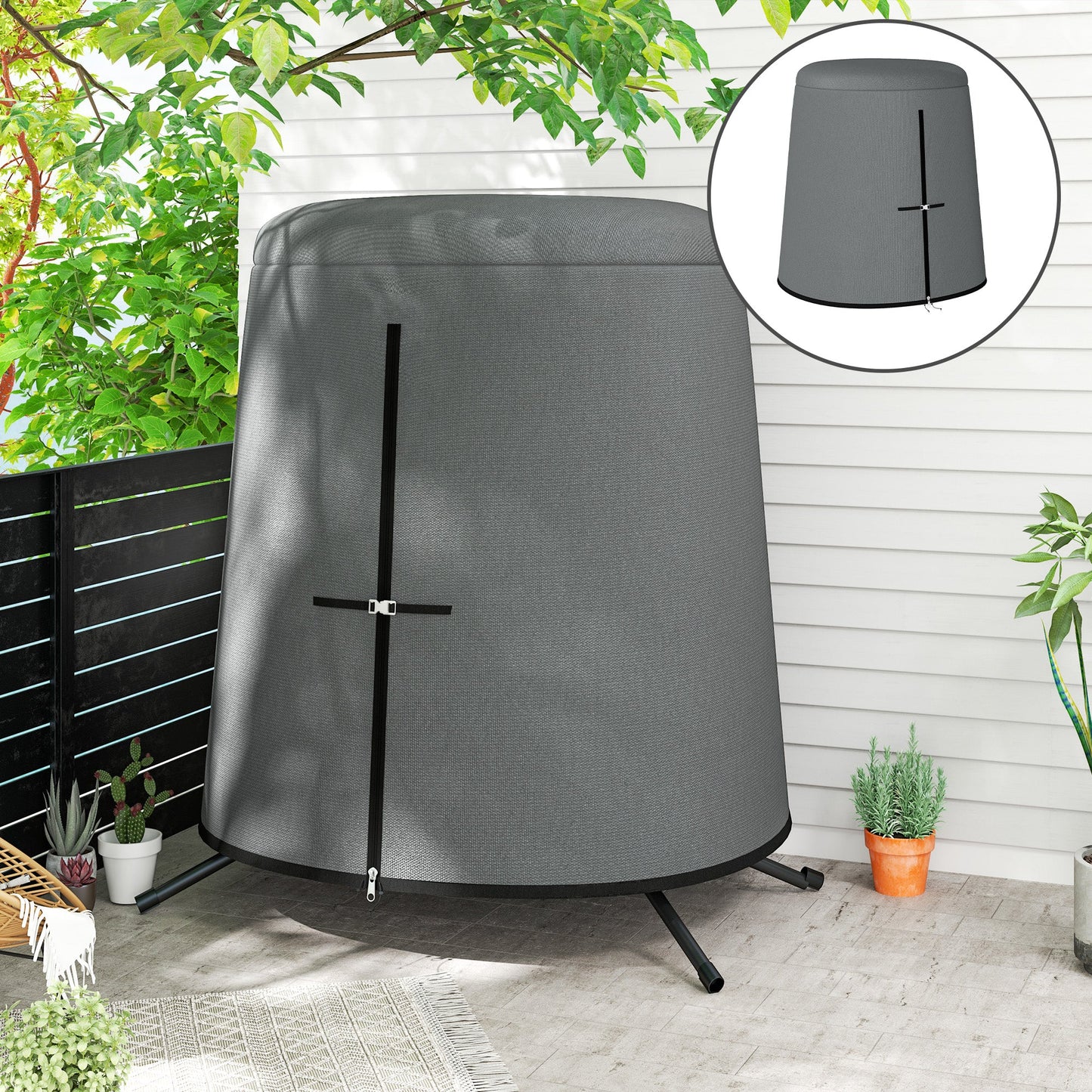 Hanging Egg Chair Cover, Outdoor Single Swing Chair Cover, Waterproof Anti-dust Furniture Protector with Zipper, 300D Oxford Fabric for 200 x 230 cm Stand, Grey