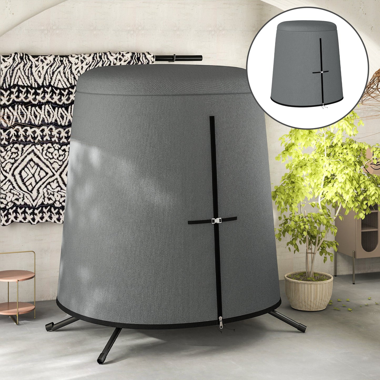 Hanging Egg Chair Cover, Outdoor Single Swing Chair Cover, Waterproof Anti-dust Furniture Protector with Zipper, 300D Oxford Fabric for 200 x 230 cm Stand, Grey