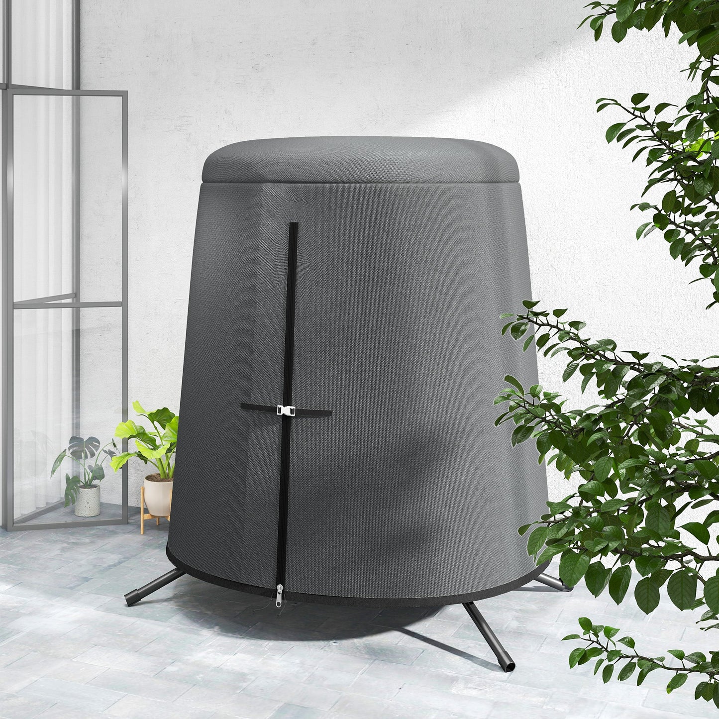 Hanging Egg Chair Cover, Outdoor Single Swing Chair Cover, Waterproof Anti-dust Furniture Protector with Zipper, 300D Oxford Fabric for 200 x 230 cm Stand, Grey