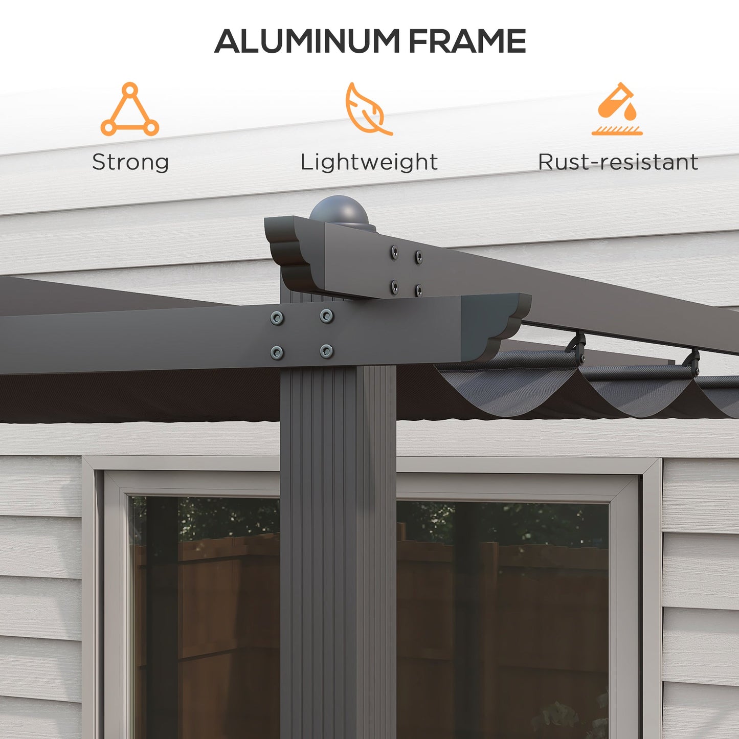 3 x 4m Pergola with Retractable Roof, Aluminium Frame Garden Gazebo Canopy Outdoor Sun Shade Shelter for Grill, Patio, Deck, Dark Grey