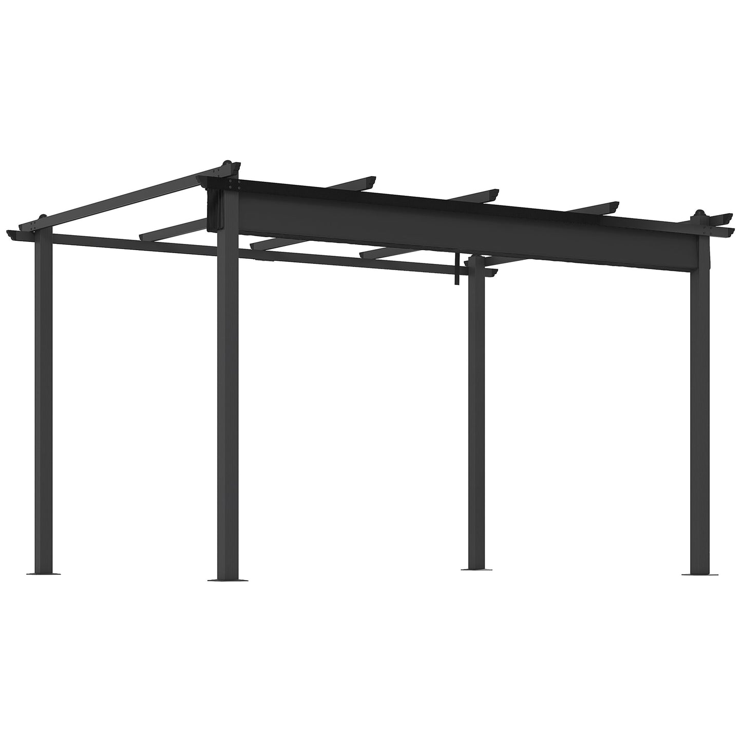 3 x 4m Pergola with Retractable Roof, Aluminium Frame Garden Gazebo Canopy Outdoor Sun Shade Shelter for Grill, Patio, Deck, Dark Grey
