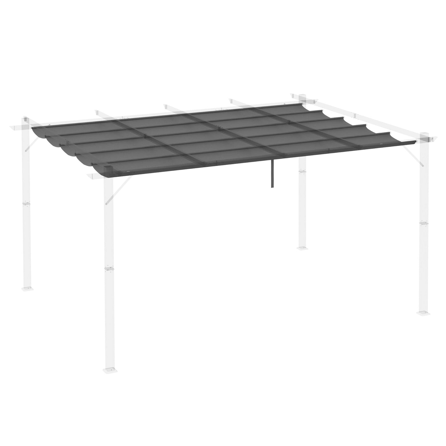 Retractable Pergola Shade Cover, Replacement Canopy Fabric for 4 x 3 (m) Pergola, Gazebo Retractable Roof, Dark Grey