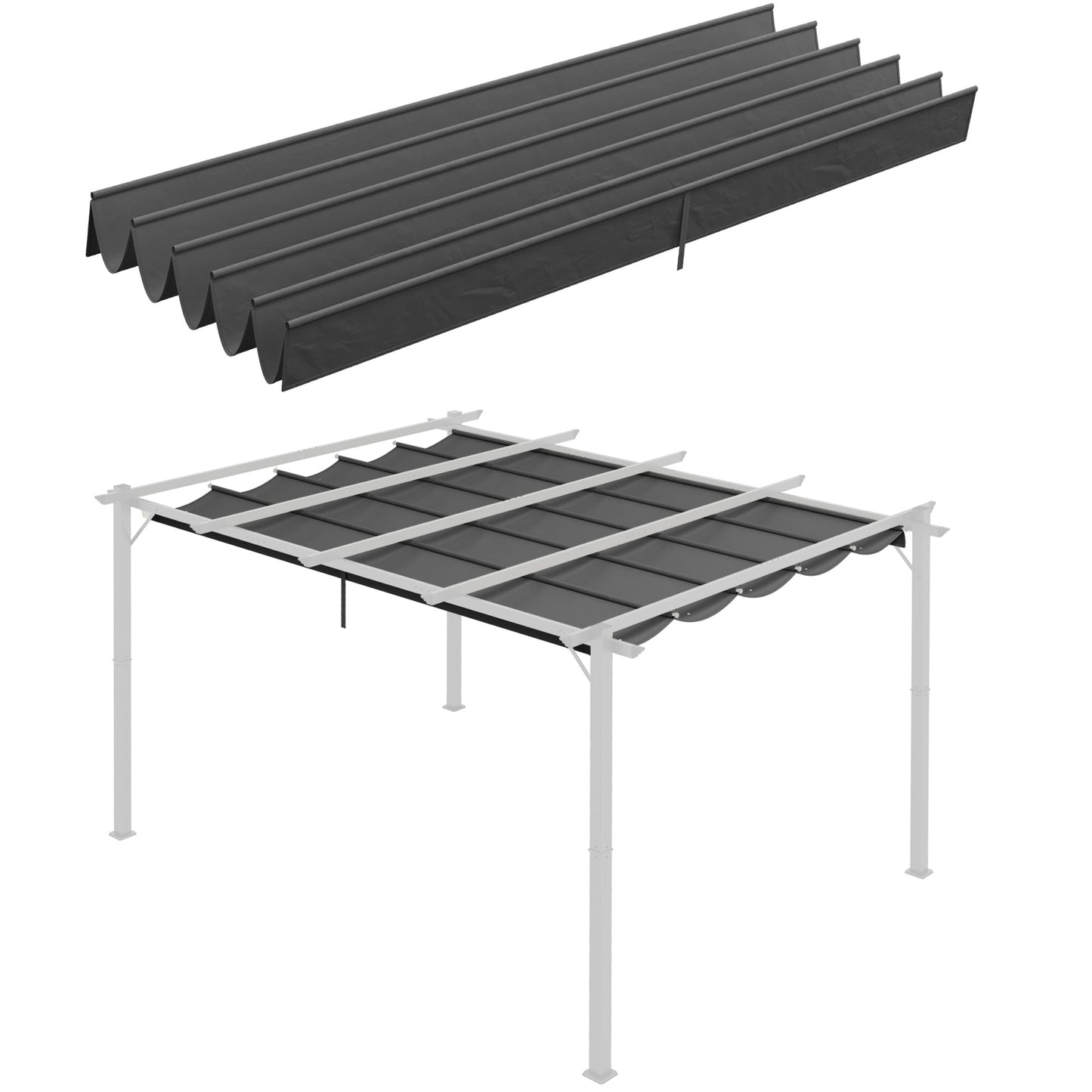 Retractable Pergola Shade Cover, Replacement Canopy Fabric for 4 x 3 (m) Pergola, Gazebo Retractable Roof, Dark Grey