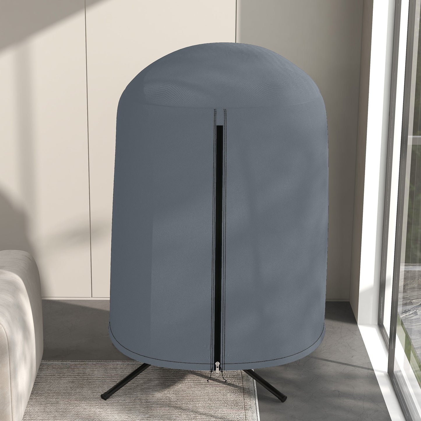 Hanging Egg Chair Cover, Outdoor Single Swing Chair Cover, Waterproof Anti-dust Furniture Protector with Zipper, 420D Oxford Fabric for Φ128 x 190H cm Stand, Grey