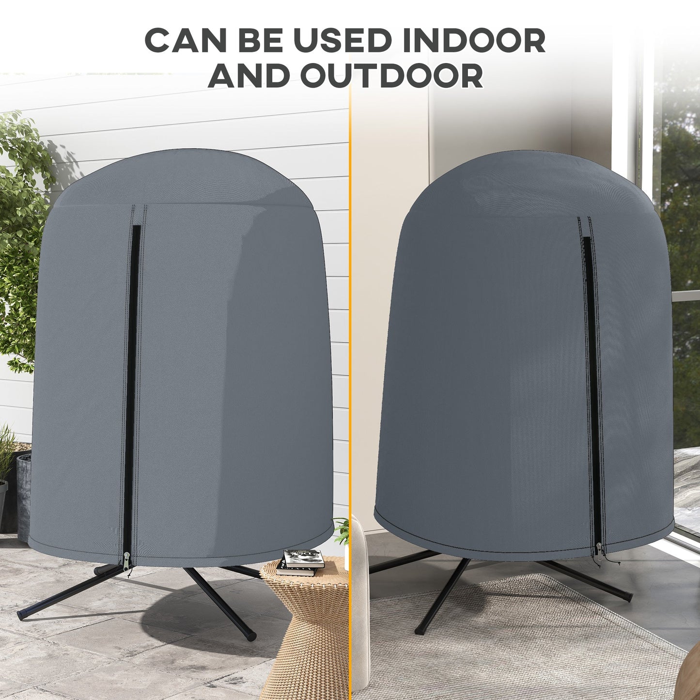 Hanging Egg Chair Cover, Outdoor Single Swing Chair Cover, Waterproof Anti-dust Furniture Protector with Zipper, 420D Oxford Fabric for Φ128 x 190H cm Stand, Grey
