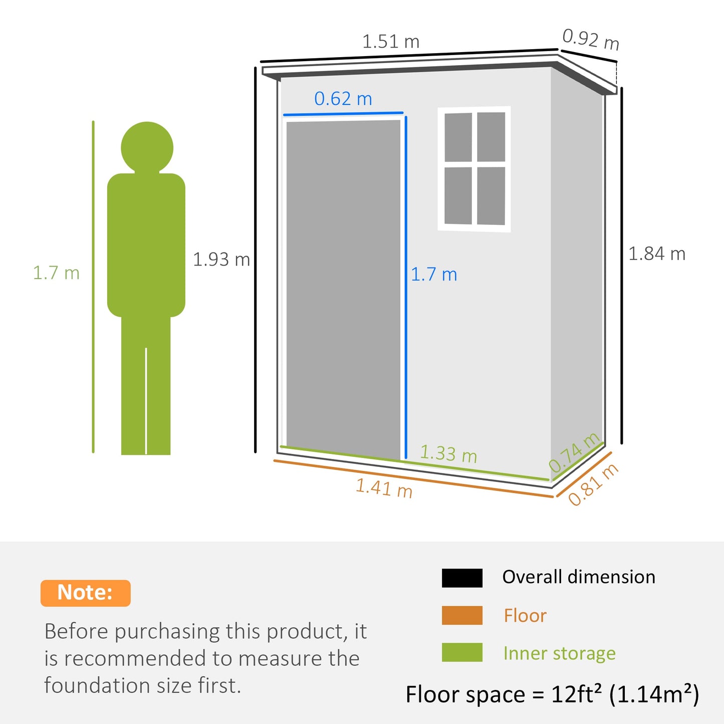 5' x 3' Garden Shed with Floor, Outdoor Storage Shed with Lockable Door, Window and Vent for Garden, Patio, Grey