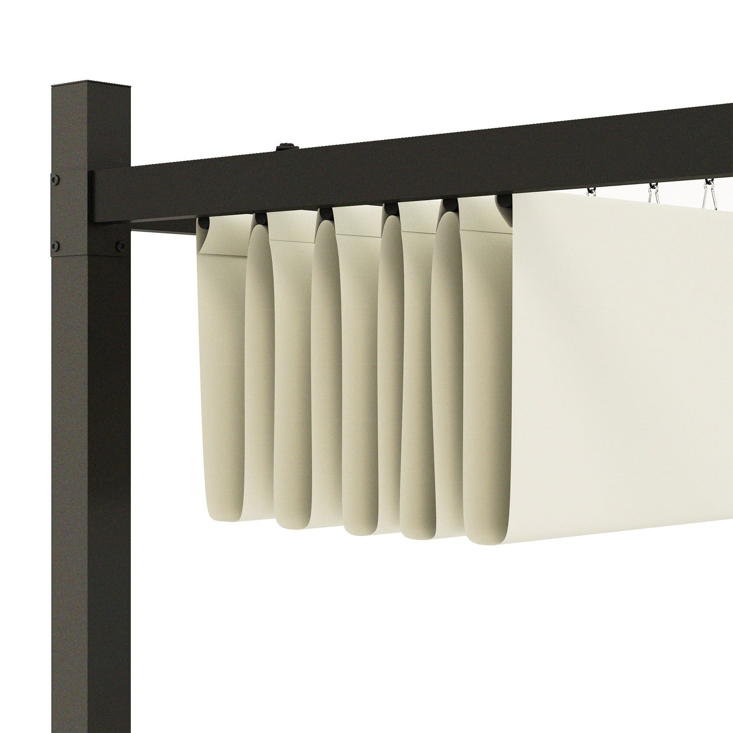 3 x 3(m) Metal Pergola with Retractable Roof and Magnetic Fixture, Outdoor Gazebo Garden Pergola Kit Sun Shade Canopy, UPF30+, 80mm Metal Column, Cream White