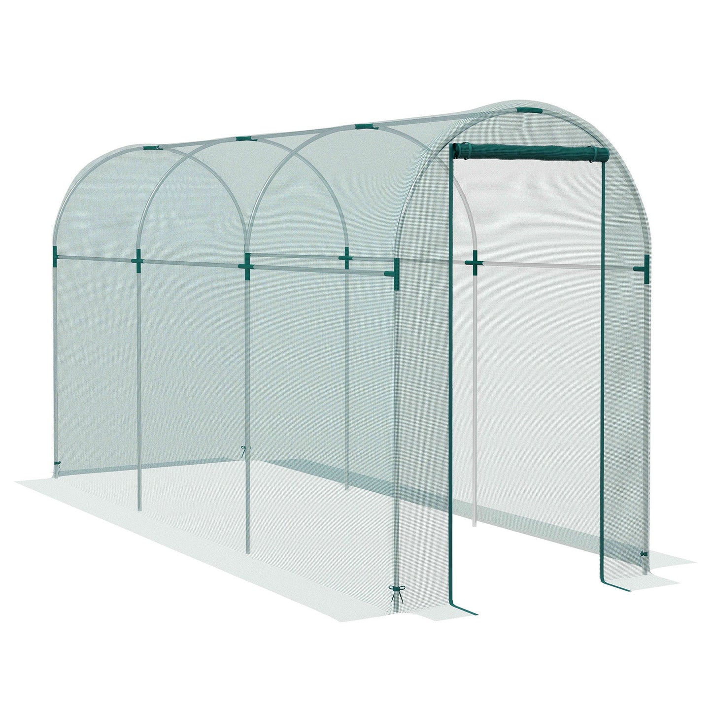 Fruit Cage Bird Netting, Heavy Duty Fruit and Vegetable Protection Tent with Zipped Door, Anti Bird, Insects, Small Animals, 1.2 x 3.6 x 1.9m, Green