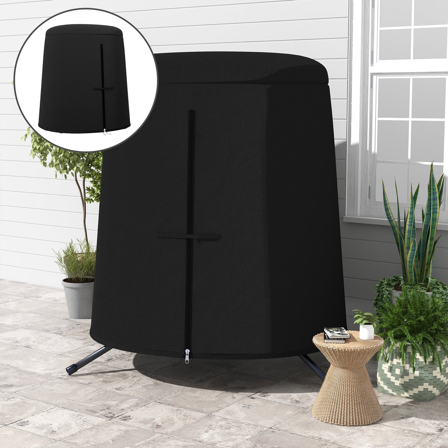 Hanging Egg Chair Cover, Outdoor Single Swing Chair Cover, Waterproof Anti-dust Furniture Protector with Zipper, 300D Oxford Fabric for 200 x 230 cm Stand, Black