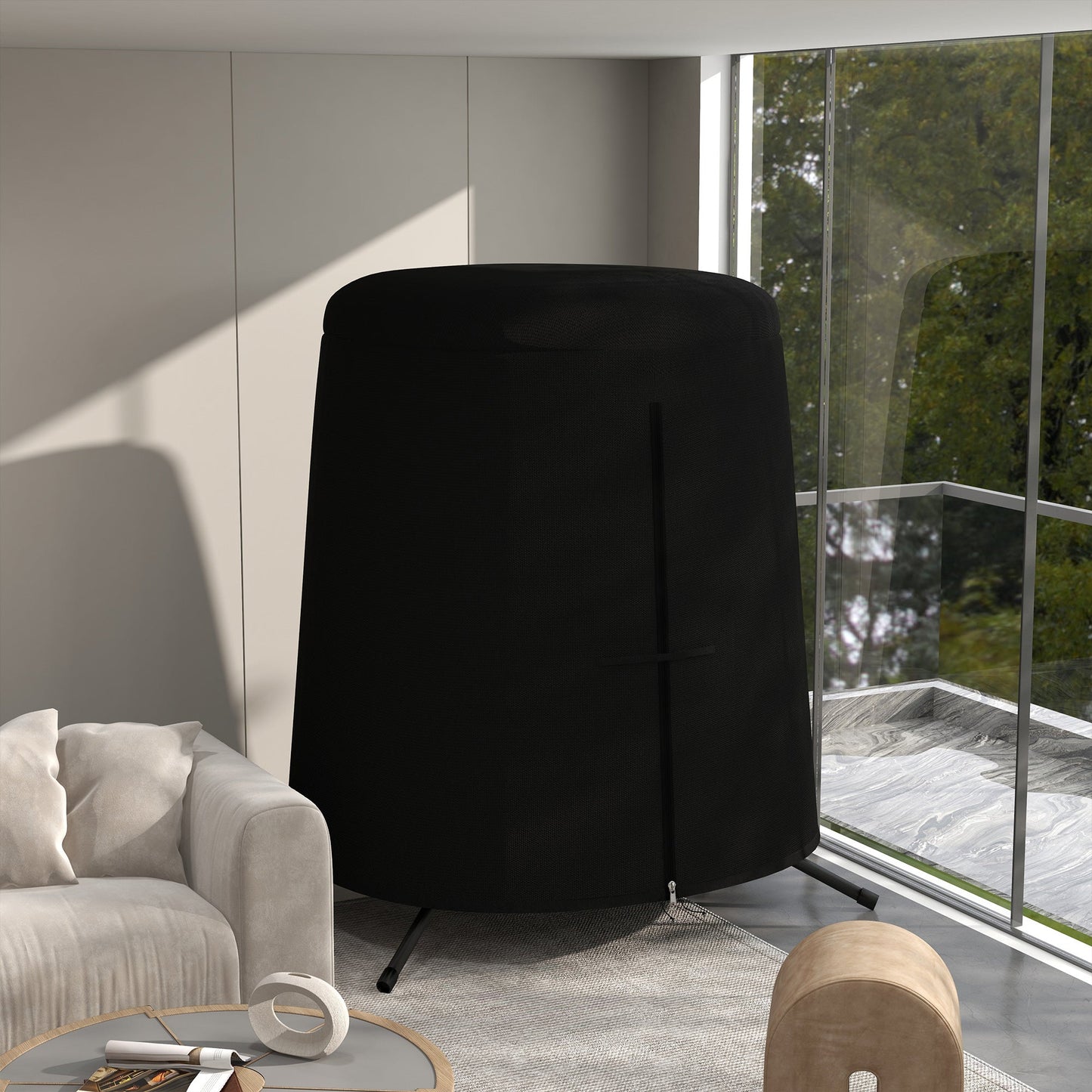 Hanging Egg Chair Cover, Outdoor Single Swing Chair Cover, Waterproof Anti-dust Furniture Protector with Zipper, 300D Oxford Fabric for 200 x 230 cm Stand, Black