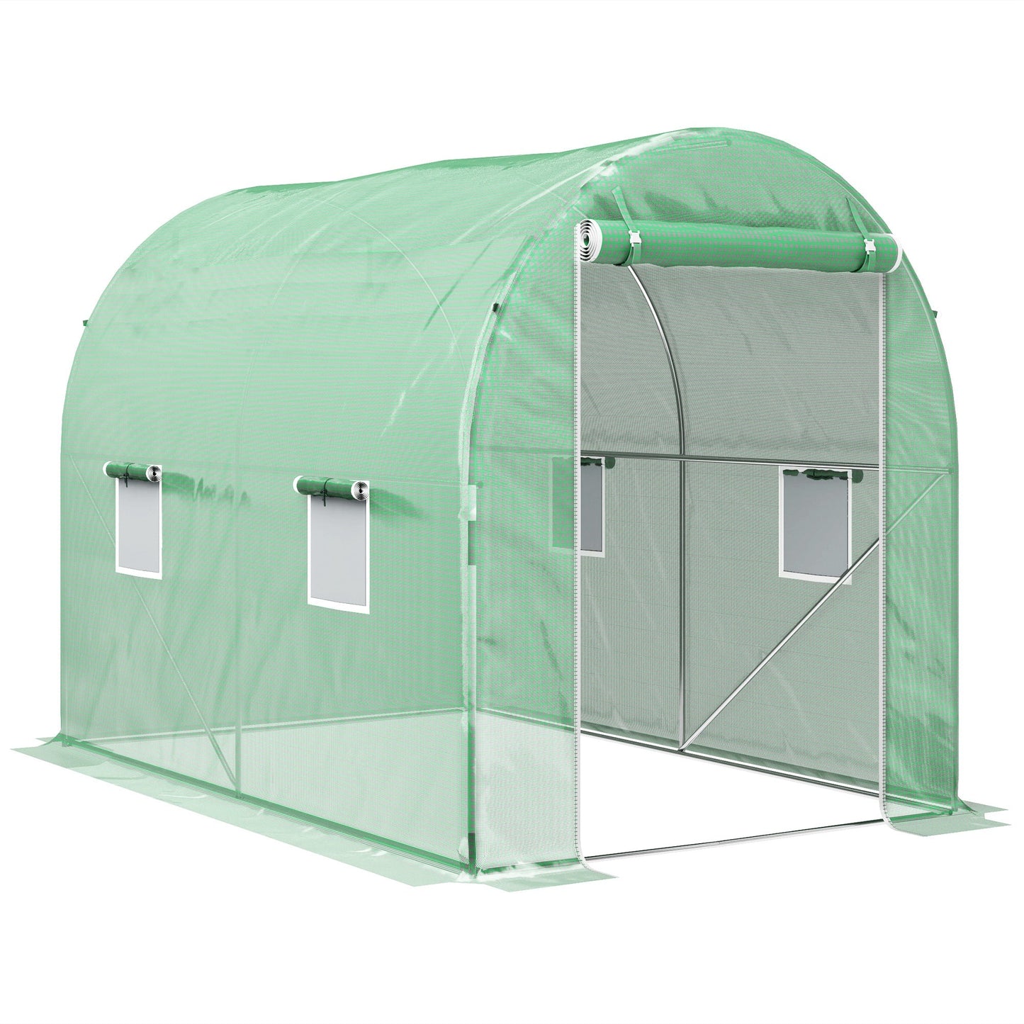 3L x 2W x 2H m Polytunnel Greenhouse, Walk-in Polytunnel Outdoor Garden Flower Vegetable Planter with Zipped Door