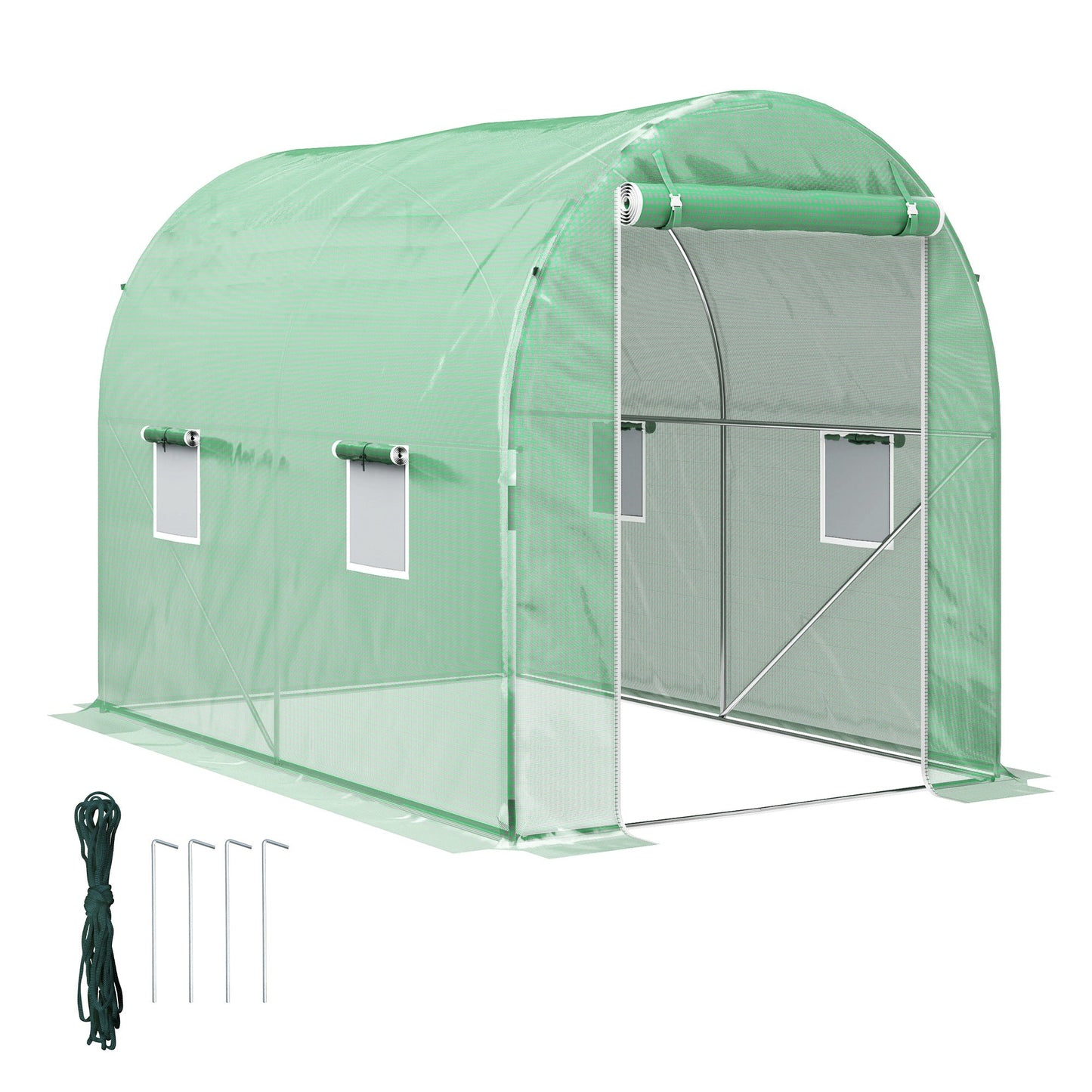 3L x 2W x 2H m Polytunnel Greenhouse, Walk-in Polytunnel Outdoor Garden Flower Vegetable Planter with Zipped Door