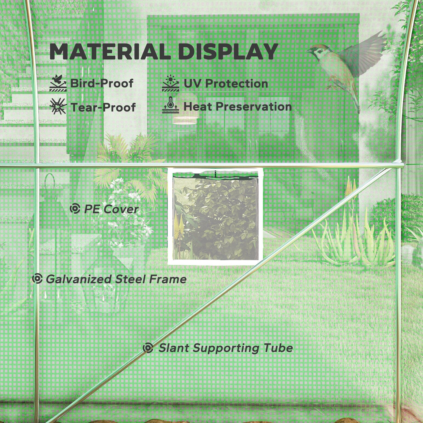 3L x 2W x 2H m Polytunnel Greenhouse, Walk-in Polytunnel Outdoor Garden Flower Vegetable Planter with Zipped Door