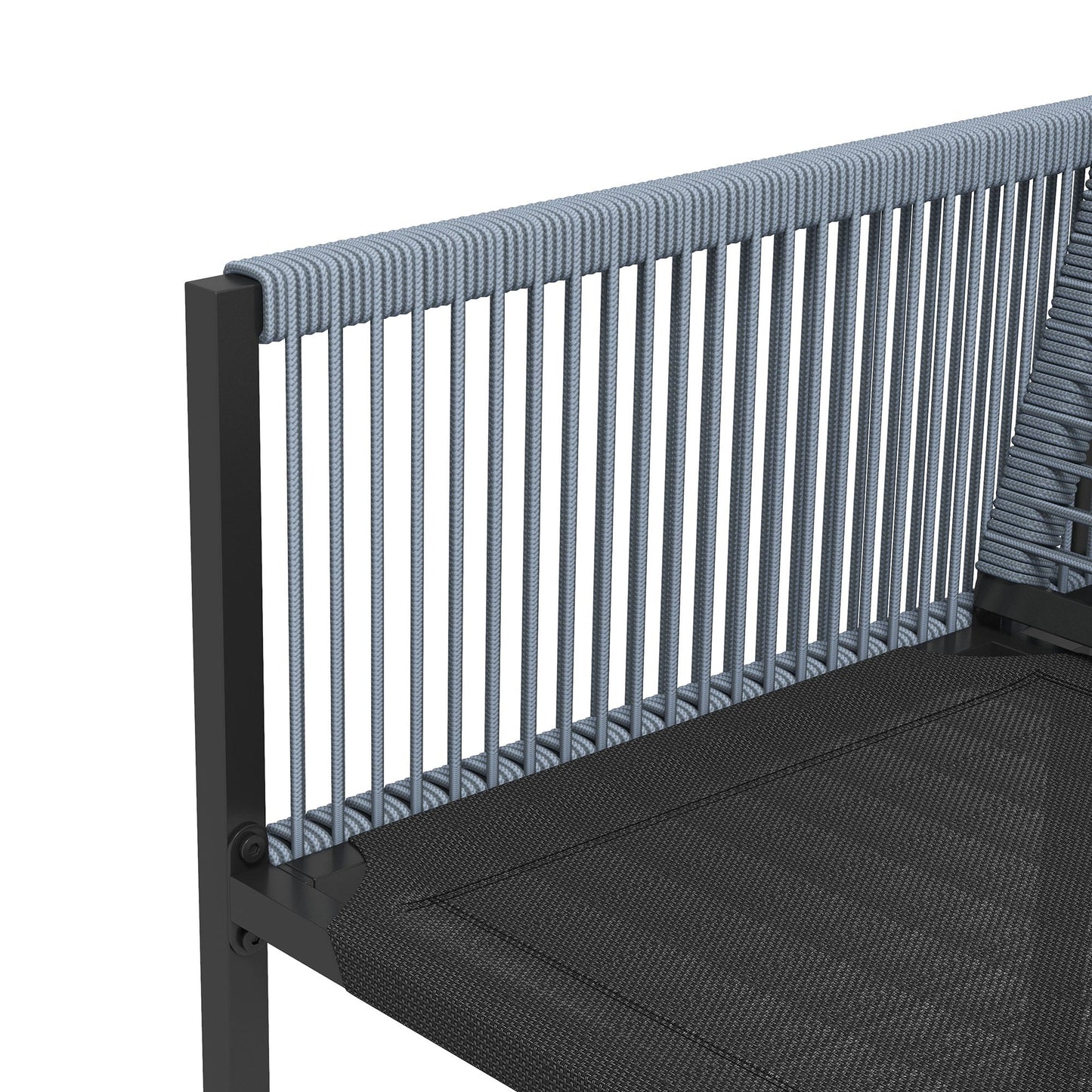 5 Pieces Garden Dining Set, Outdoor Patio Cube Set, 4 Seater Outdoor Table and Chairs with Foldable Backrest, Tempered Glass Top, Handwoven Rope for Poolside, Space-Saving, Dark Grey