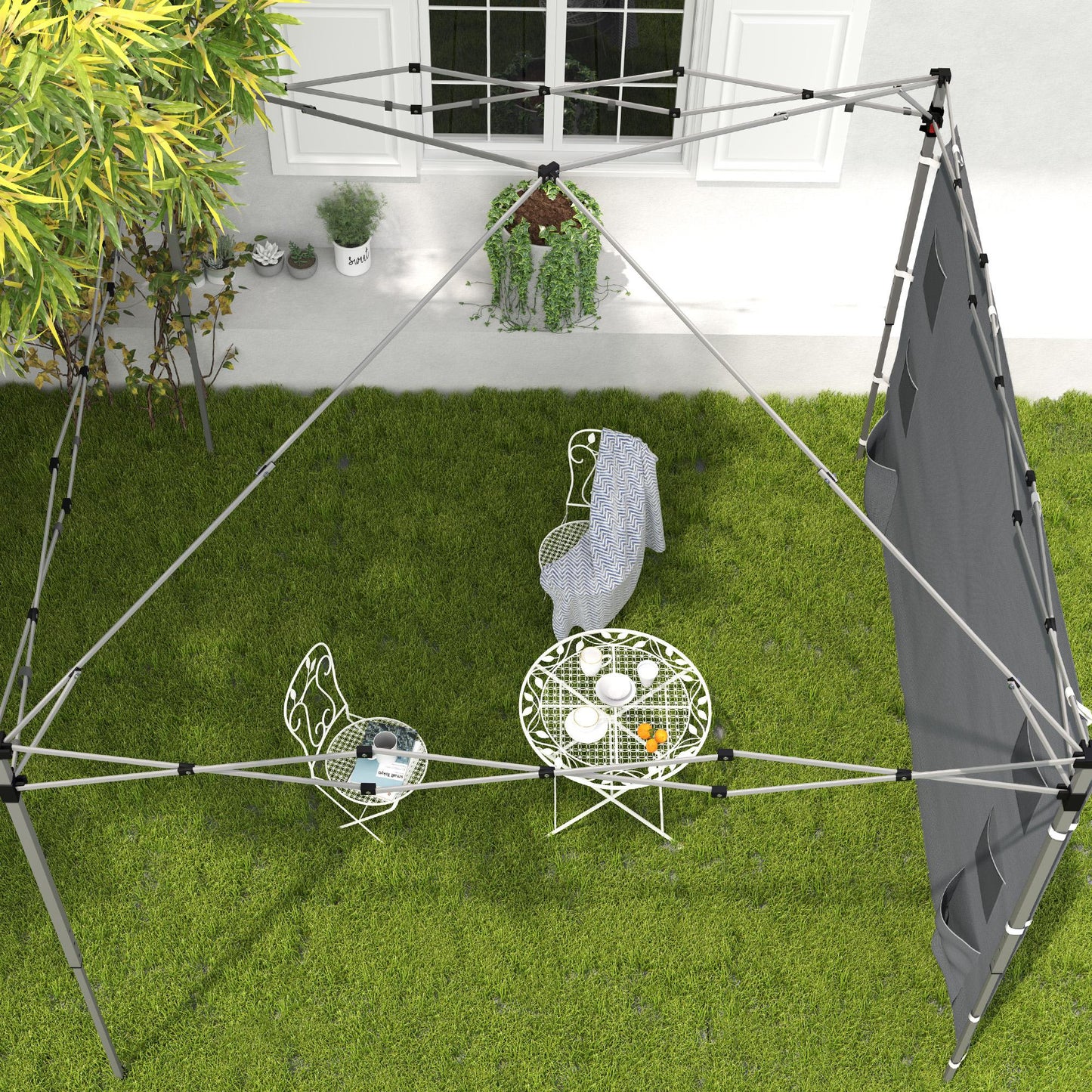 Gazebo Side Panel, Canopy Sidewall Panel with 4 Mesh Bags and 2 Storage Pockets for 3 x 3 m Straight Leg Pop Up Gazebos, 1 Pack Sidewall Only, Grey