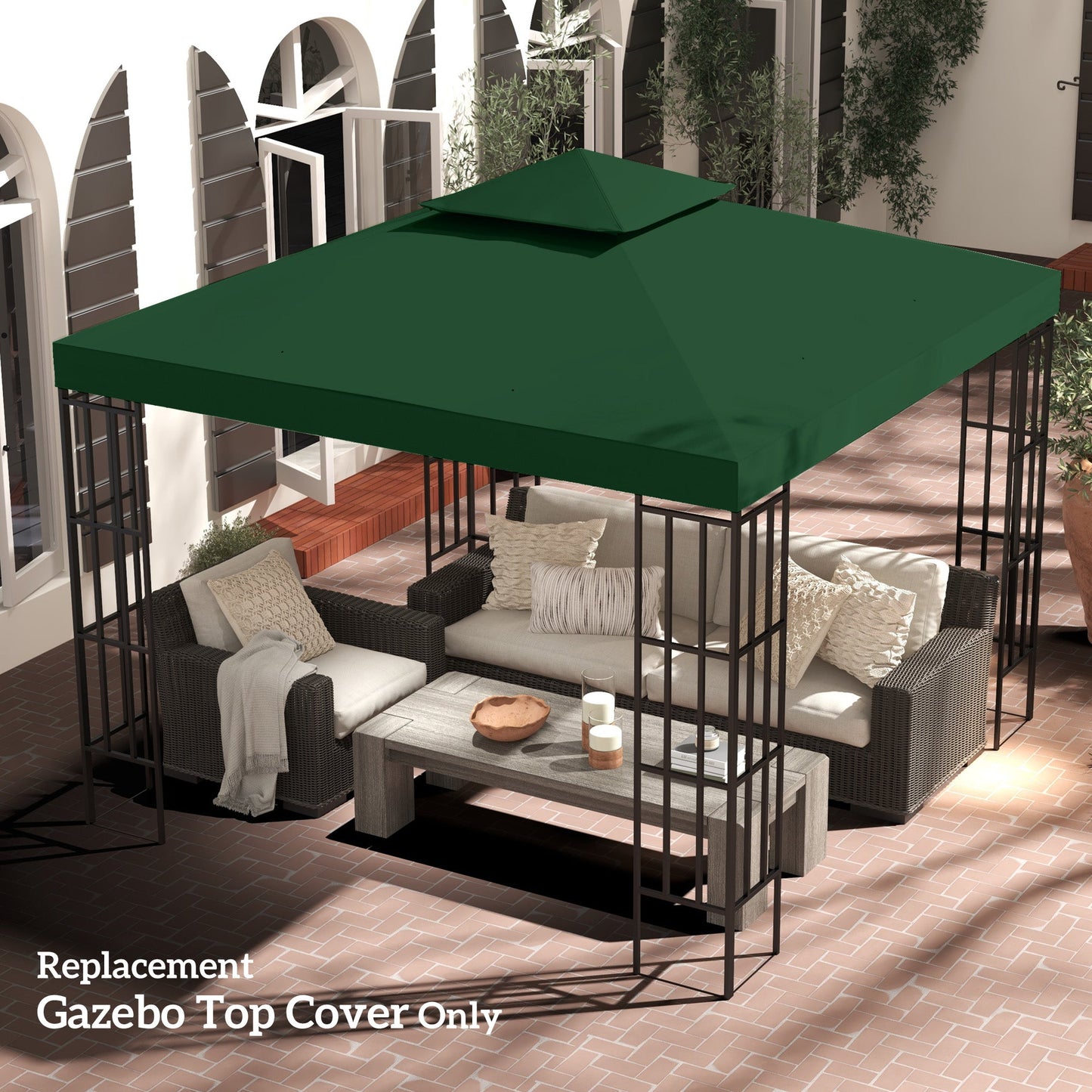 3 x 3(m) Gazebo Canopy Roof Top Replacement Cover Spare Part Dark Green (TOP COVER ONLY)