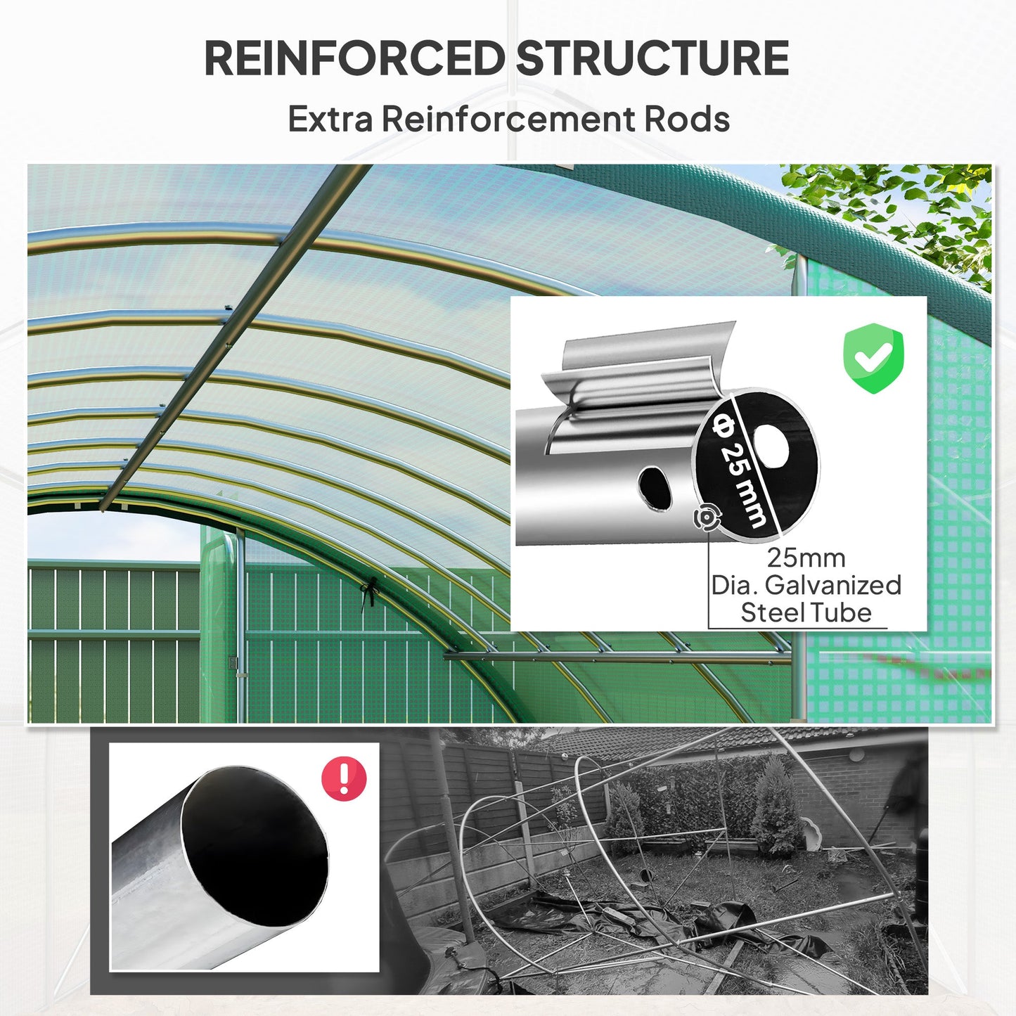 4 x 3(m) Walk-in Polytunnel Greenhouse with Upgraded Structure, 2 Hinged Doors, 8 Mesh Windows, Tunnel Warm House Tent with UV-resistant PE Cover, Green