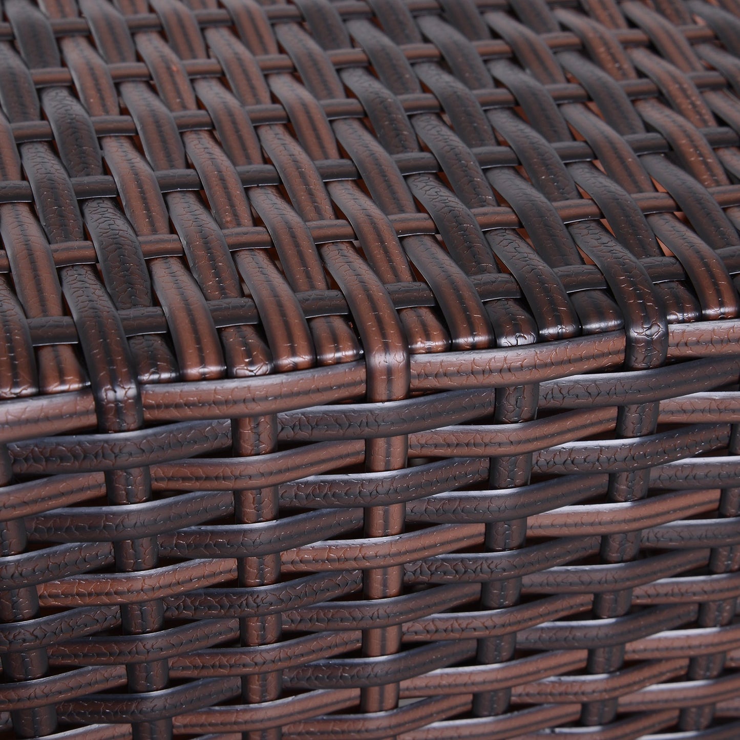 Rattan Outdoor Coffee Table, Wicker Garden Patio Bistro Side Table with Umbrella Hole and Storage Space for Balcony, Porch, Brown