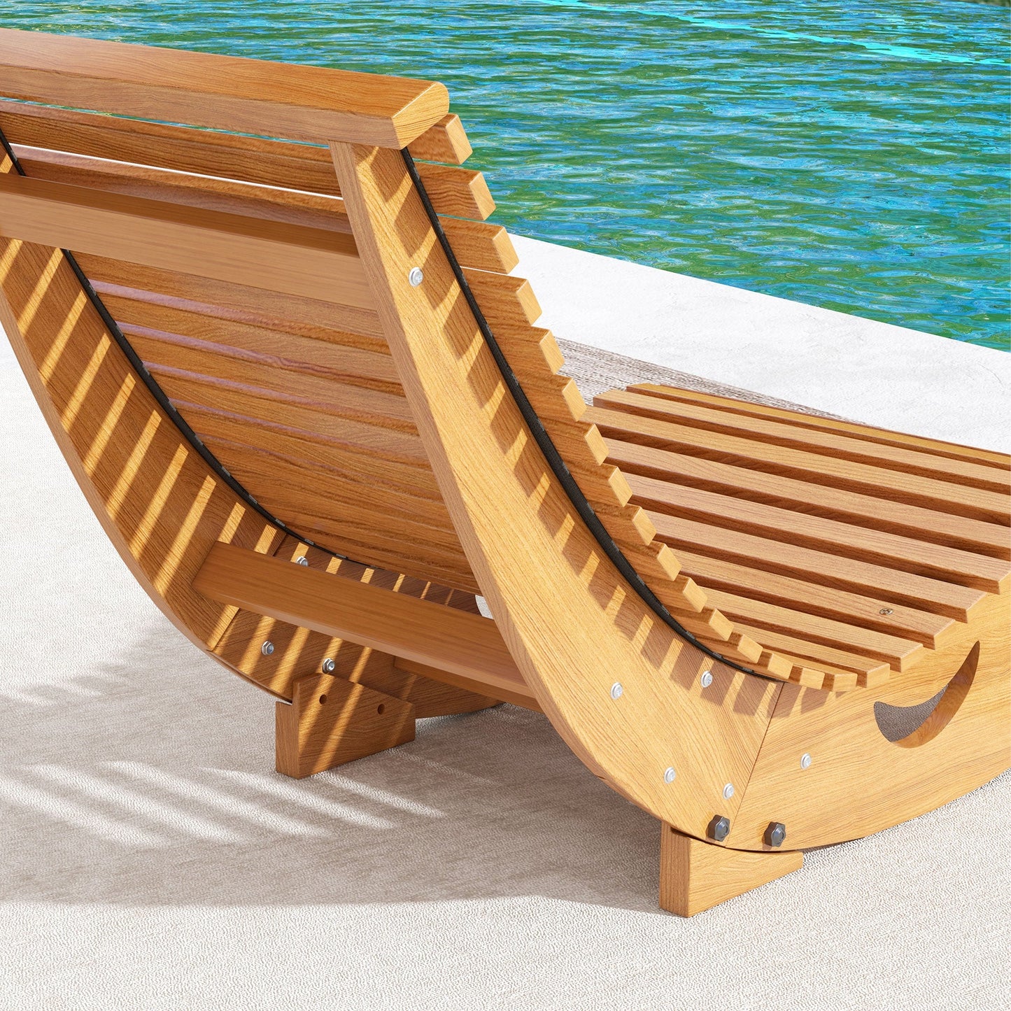 Garden Rocking Chair with Slatted Seat and High Back, Outdoor Wooden Chair with S Shape, Patio Rocker Chair, for Balcony, Outdoor, Garden, Teak