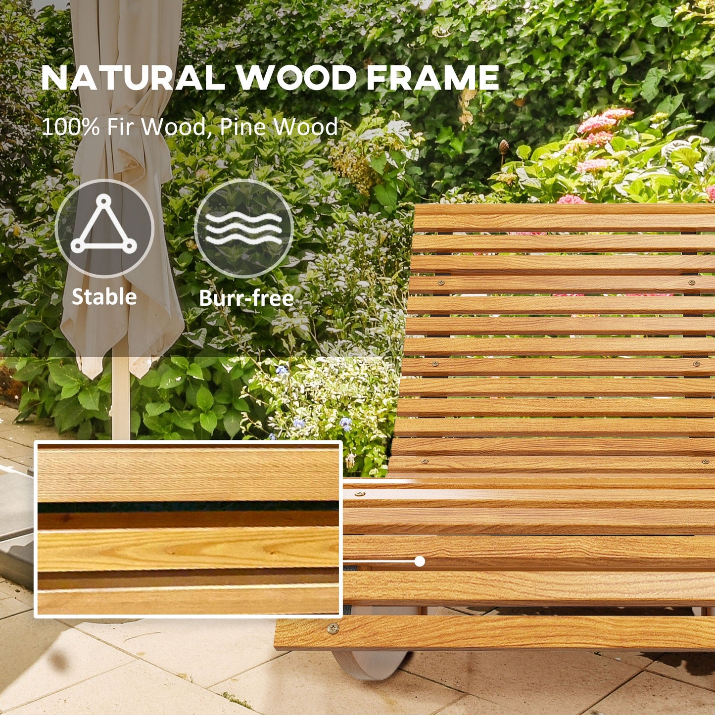 Garden Rocking Chair with Slatted Seat and High Back, Outdoor Wooden Chair with S Shape, Patio Rocker Chair, for Balcony, Outdoor, Garden, Teak