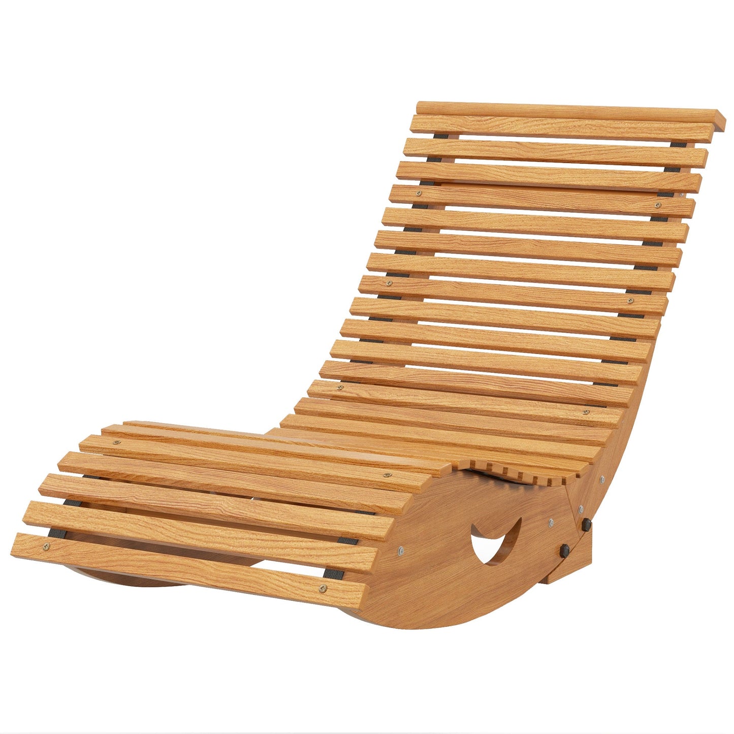 Garden Rocking Chair with Slatted Seat and High Back, Outdoor Wooden Chair with S Shape, Patio Rocker Chair, for Balcony, Outdoor, Garden, Teak