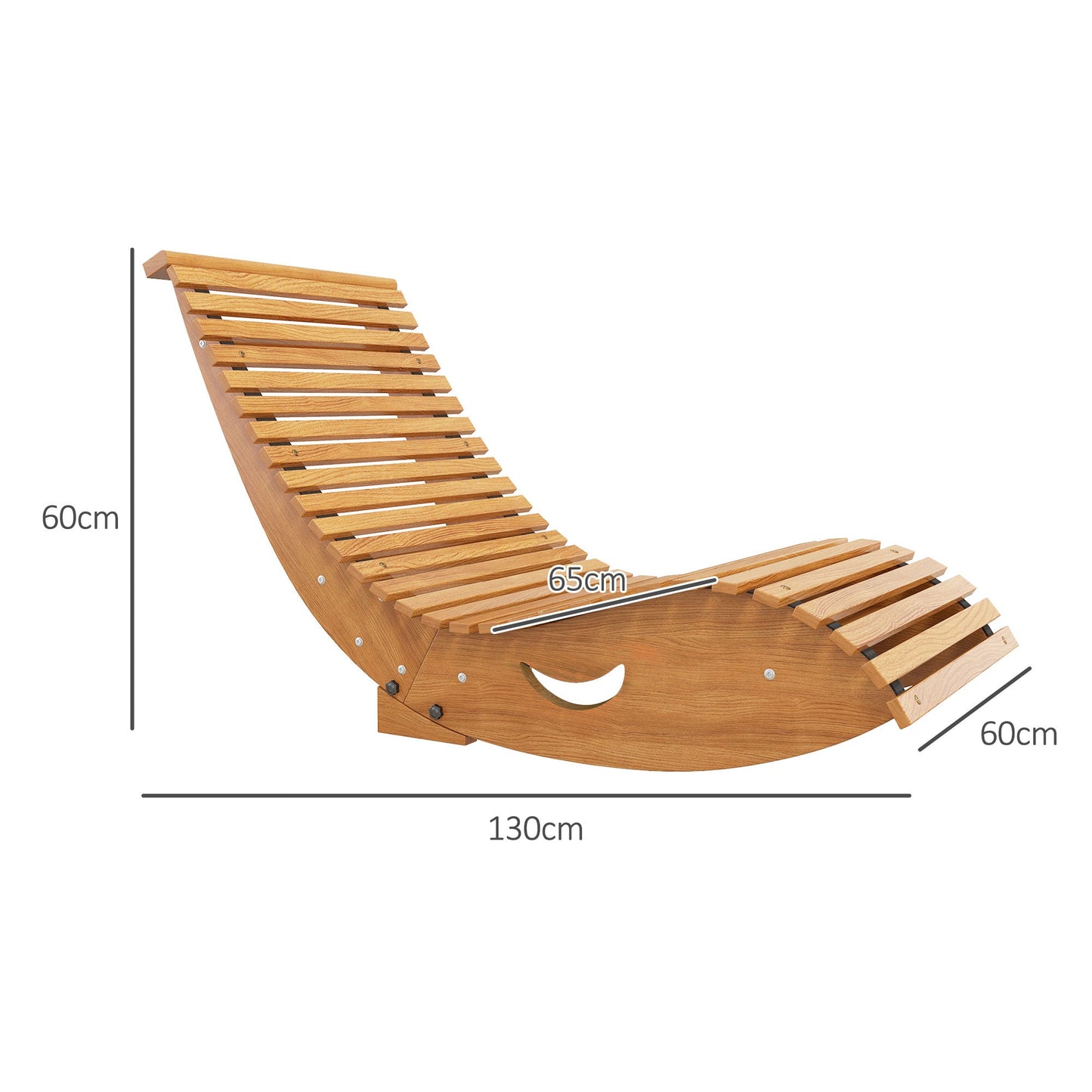 Garden Rocking Chair with Slatted Seat and High Back, Outdoor Wooden Chair with S Shape, Patio Rocker Chair, for Balcony, Outdoor, Garden, Teak