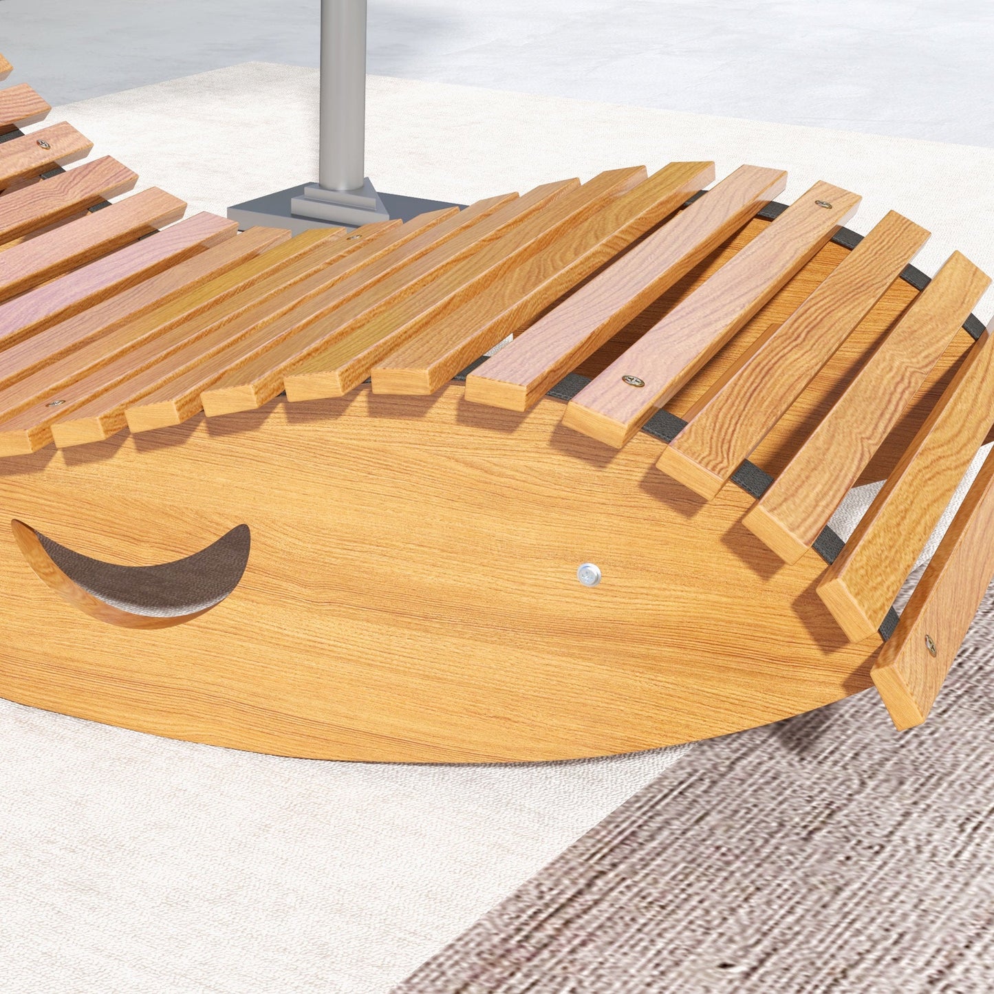 Garden Rocking Chair with Slatted Seat and High Back, Outdoor Wooden Chair with S Shape, Patio Rocker Chair, for Balcony, Outdoor, Garden, Teak