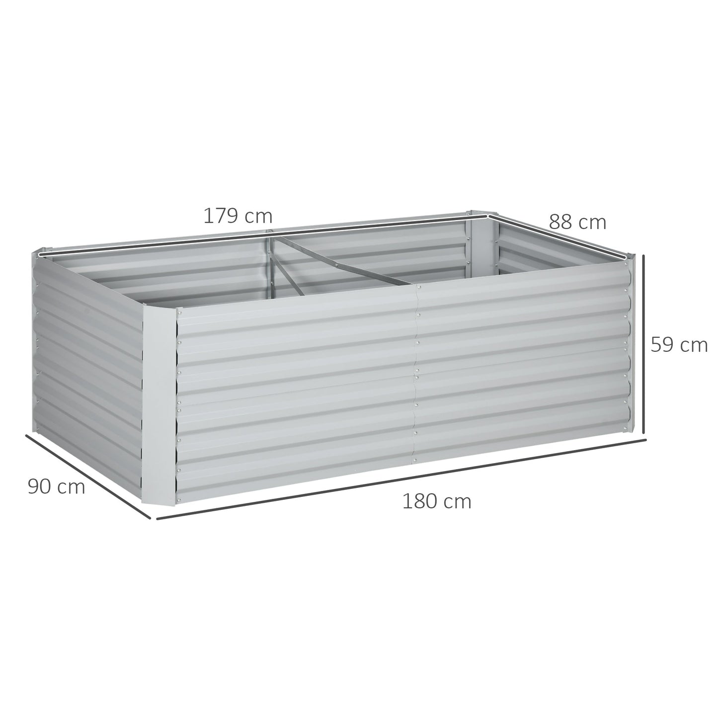 Raised Beds for Garden, Galvanised Steel Outdoor Planters with Multi-reinforced Rods for Vegetables, Plants, Flowers and Herbs, 180 x 90 x 59 cm, Light Grey