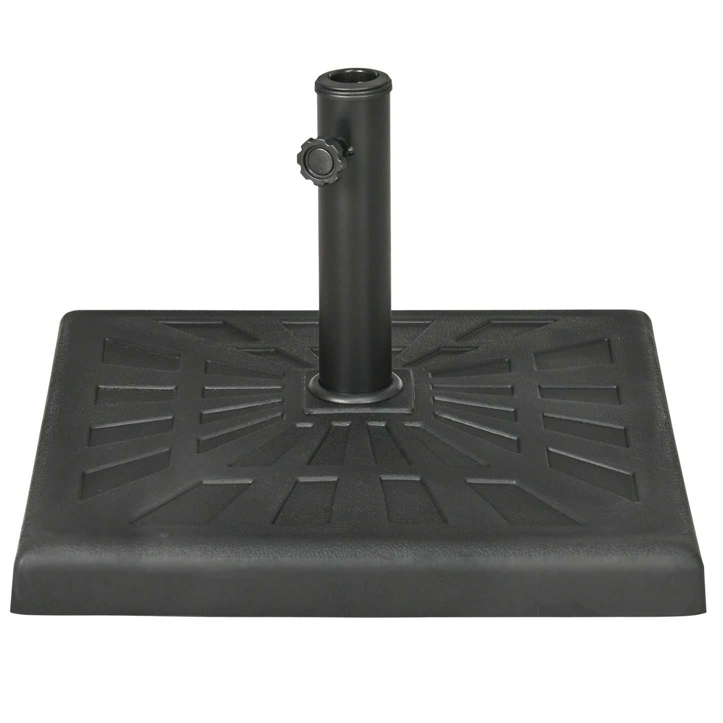 19kg Resin Garden Parasol Base Holder, Square Outdoor Market Umbrella Stand Weight for Poles of Φ32mm, Φ38mm, and Φ48mm, Black