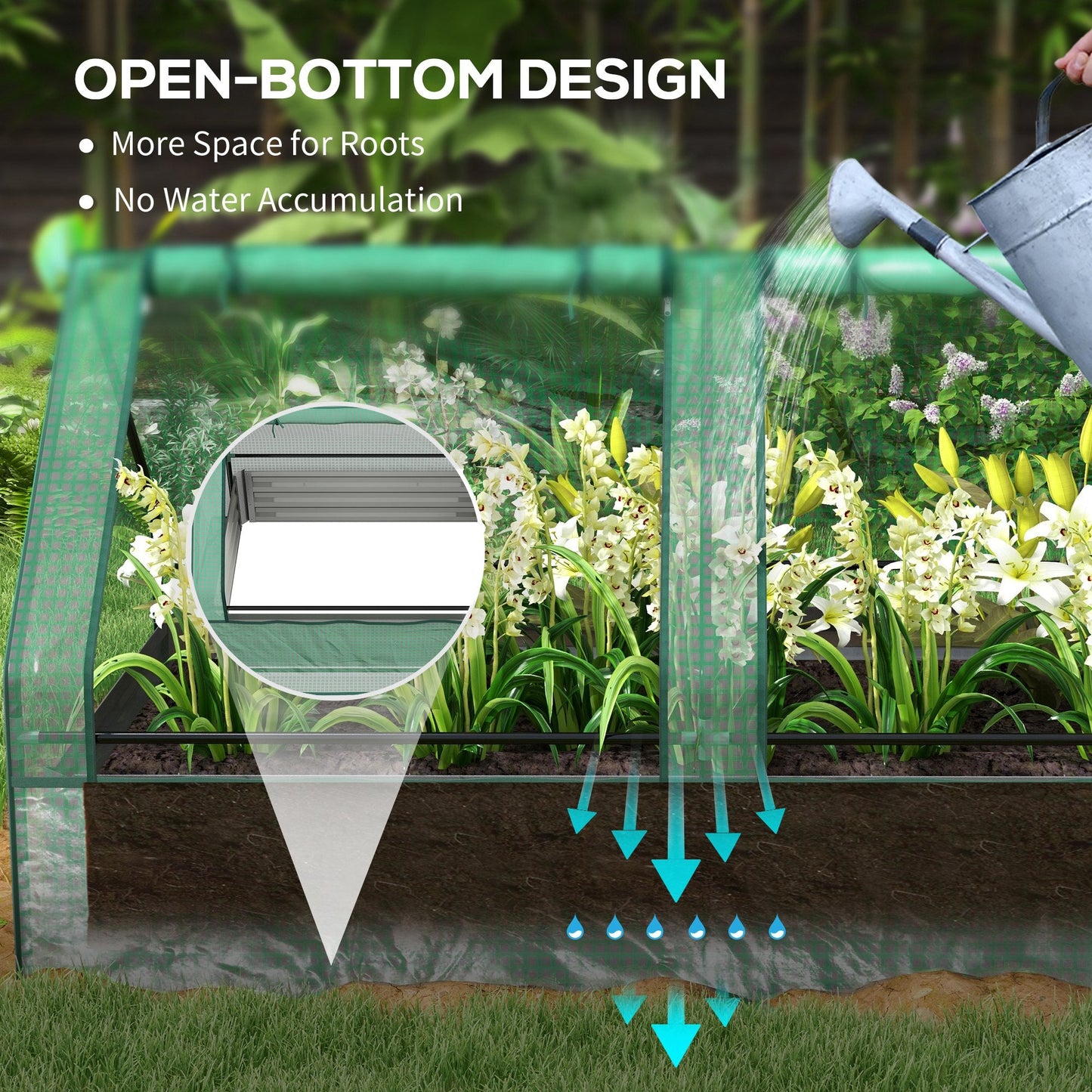 Raised Garden Bed with Mini Greenhouse, Outdoor Metal Planter Box with Cover, for Herbs and Vegetables, Use for Patio, Garden, Balcony, Green and Dark Grey