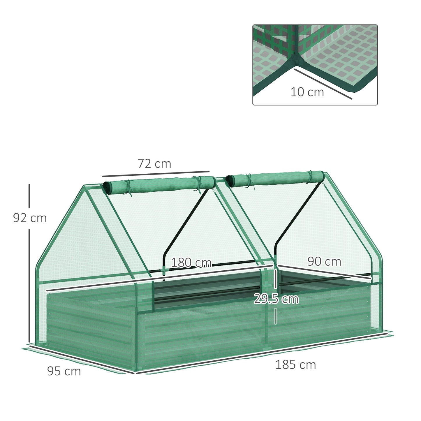 Raised Garden Bed with Mini Greenhouse, Outdoor Metal Planter Box with Cover, for Herbs and Vegetables, Use for Patio, Garden, Balcony, Green and Dark Grey