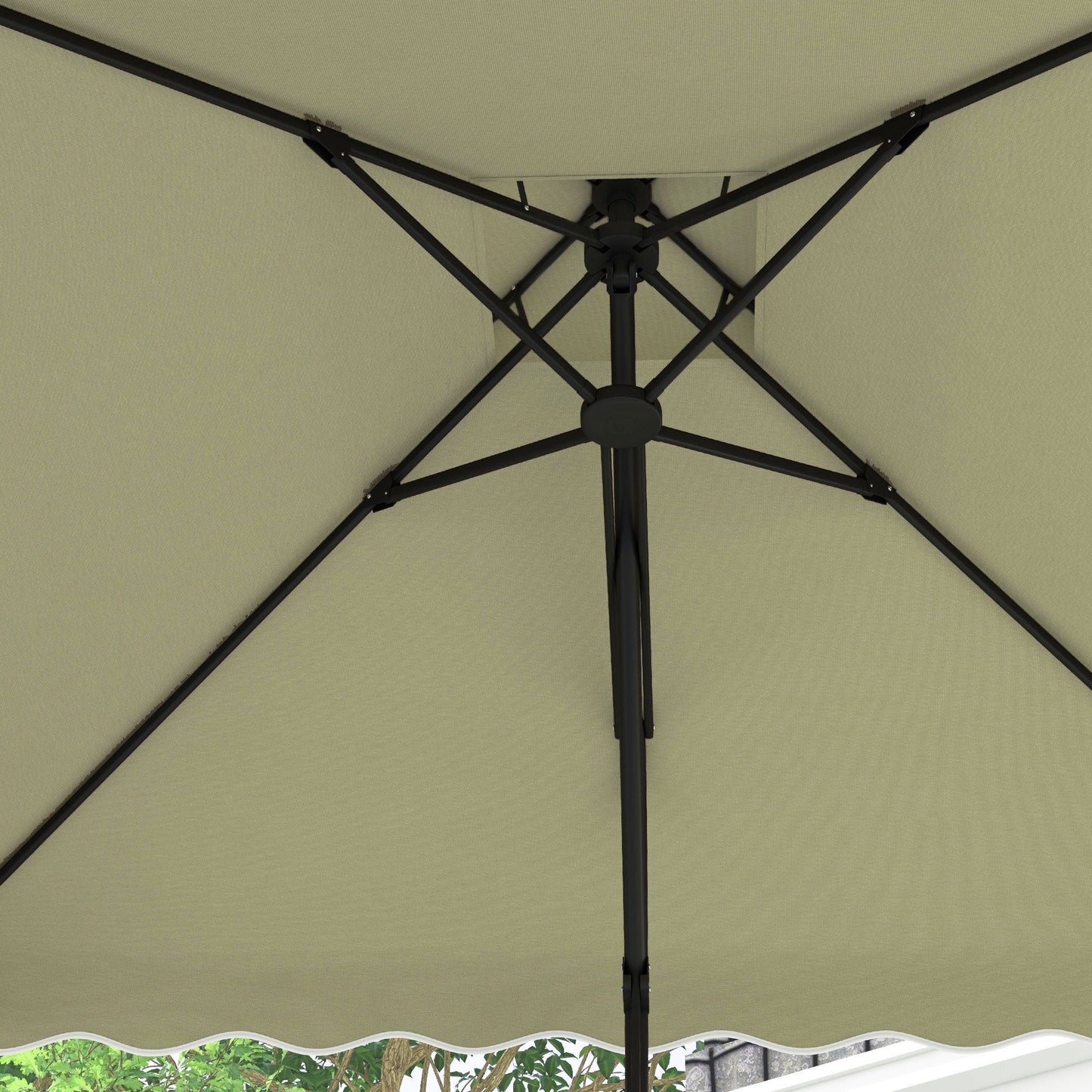 2.5m Cantilever Parasol with Easy Lever, Square Double Top Garden Parasol Umbrella with Ruffles and Cross Base, Overhanging Outdoor Sun Shades, Beige